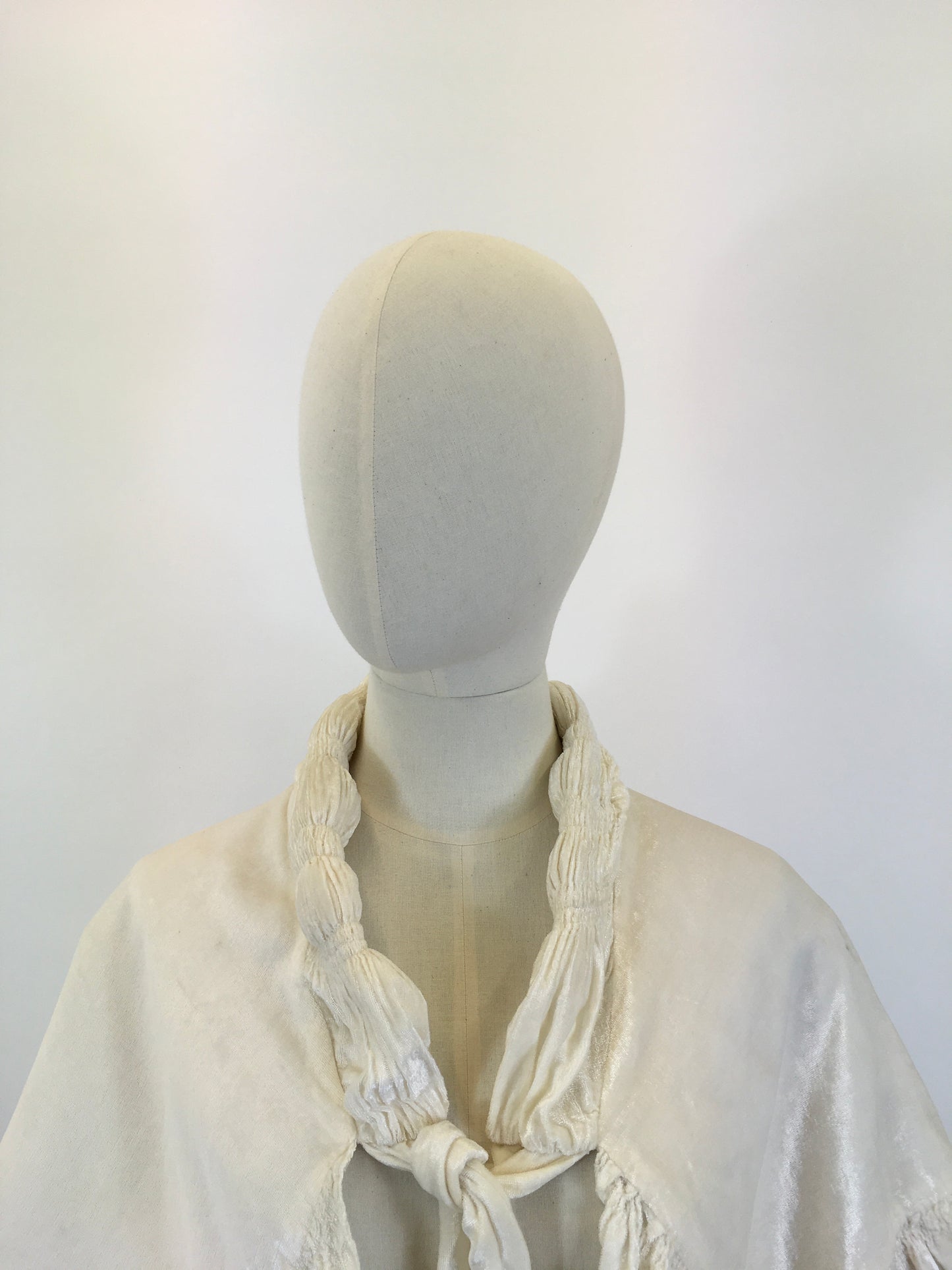 Original 1930’s Silk Velvet Caplet - In White With Exquisite Ruched Detailing