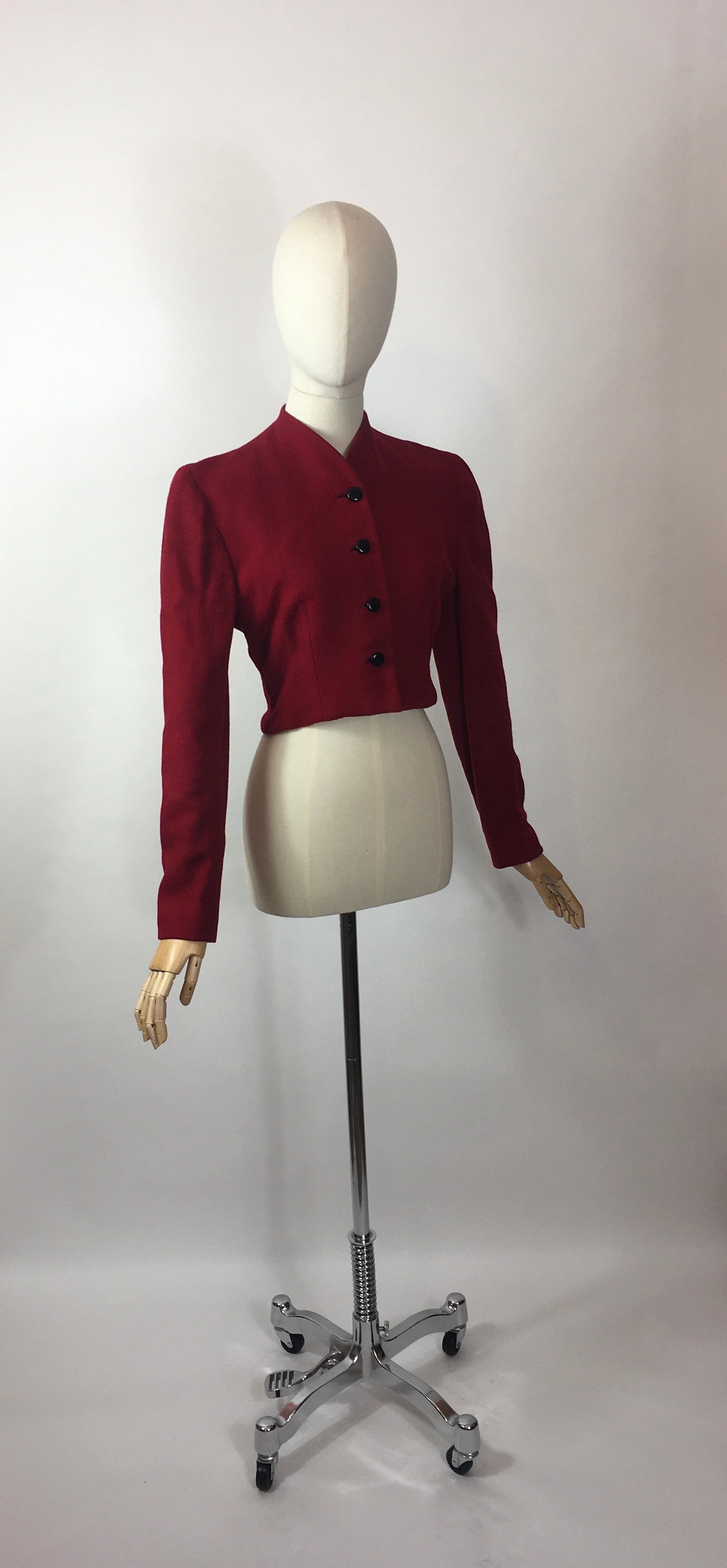 Original 1940’s American Cropped Jacket - In A Lovely Deep Wine Red Wool