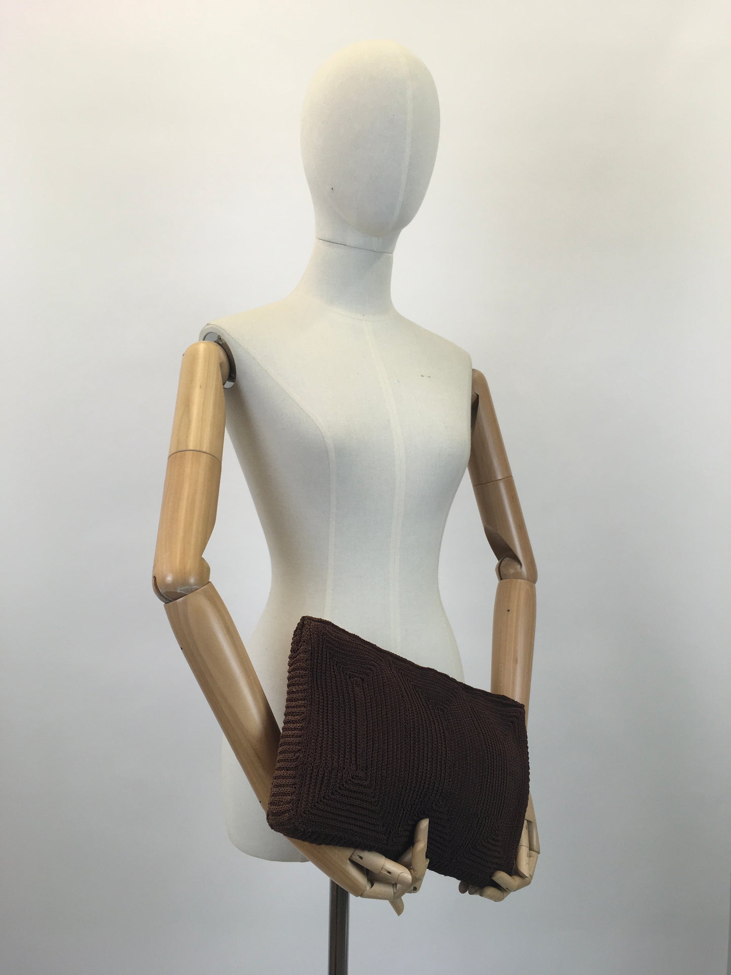 Original Beautiful 1940's Large Rectangular Clutch - In a Warming Brown Knit