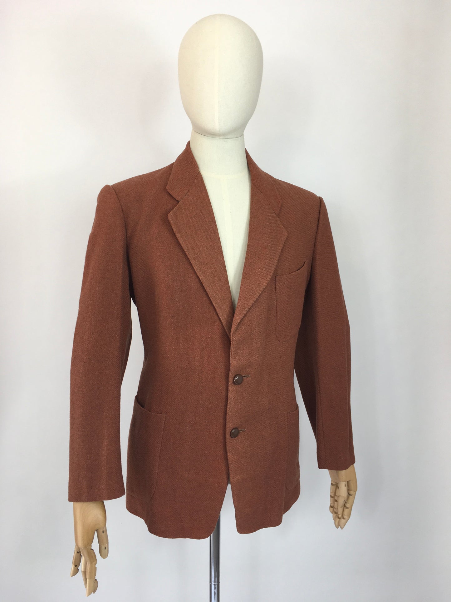 Original 1940’s Single Breasted Gents Jacket - In A Classic Period Rust Wool