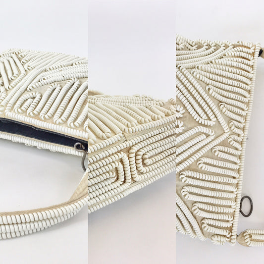 Original 1940’s Telephone Cord Handbag - In White