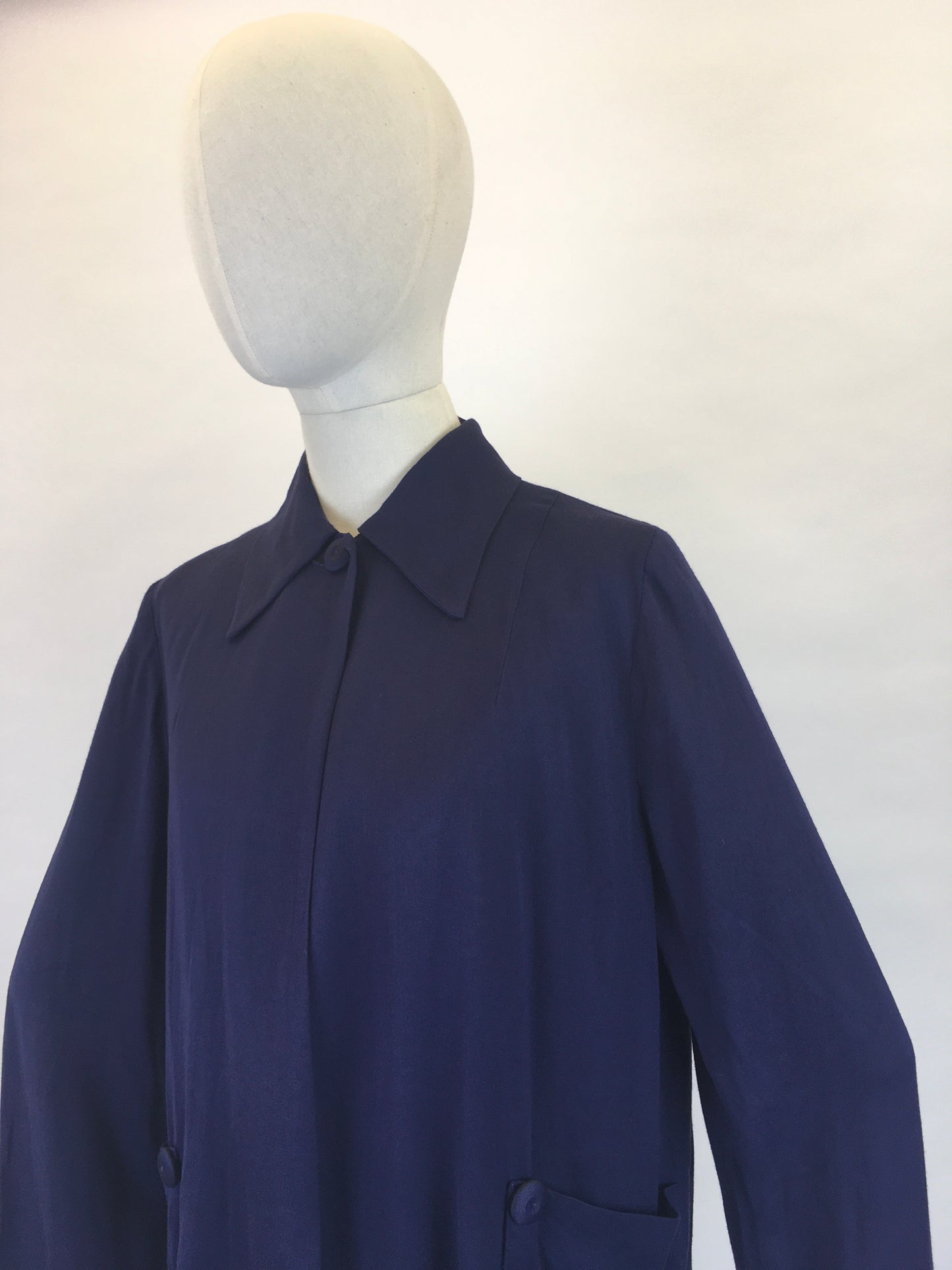 Original 1940s Stunning Navy Swagger Jacket - In a Lightweight Gab Fabric with lovely Button Detailing