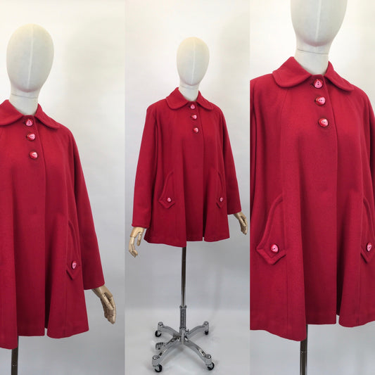 Original Late 1940’s Raspberry Red Swing Jacket - With Stunning Detailing
