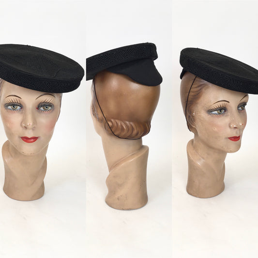 Original Sublime 1940's American Corde Tilt Hat - In Inky Black