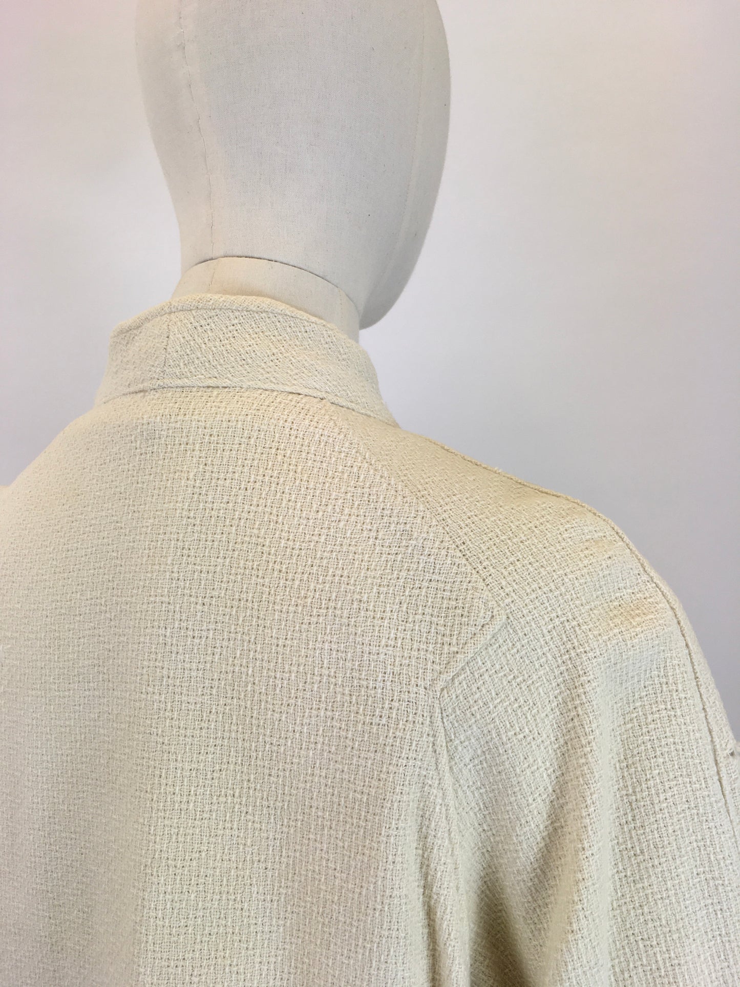 Original Early 1940's Darling Waffle Jacket - In A Light Cream with Deco Details