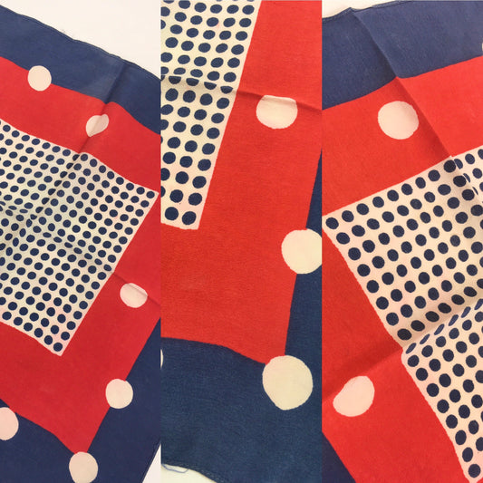 Original 1940's Fabulous Rayon Hankie - In Red, White and Blue