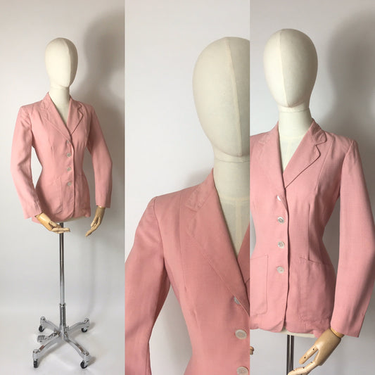 Original 1940’s Lightweight Summer Jacket In Blush - ‘ Sacony Palm Beach’ Label