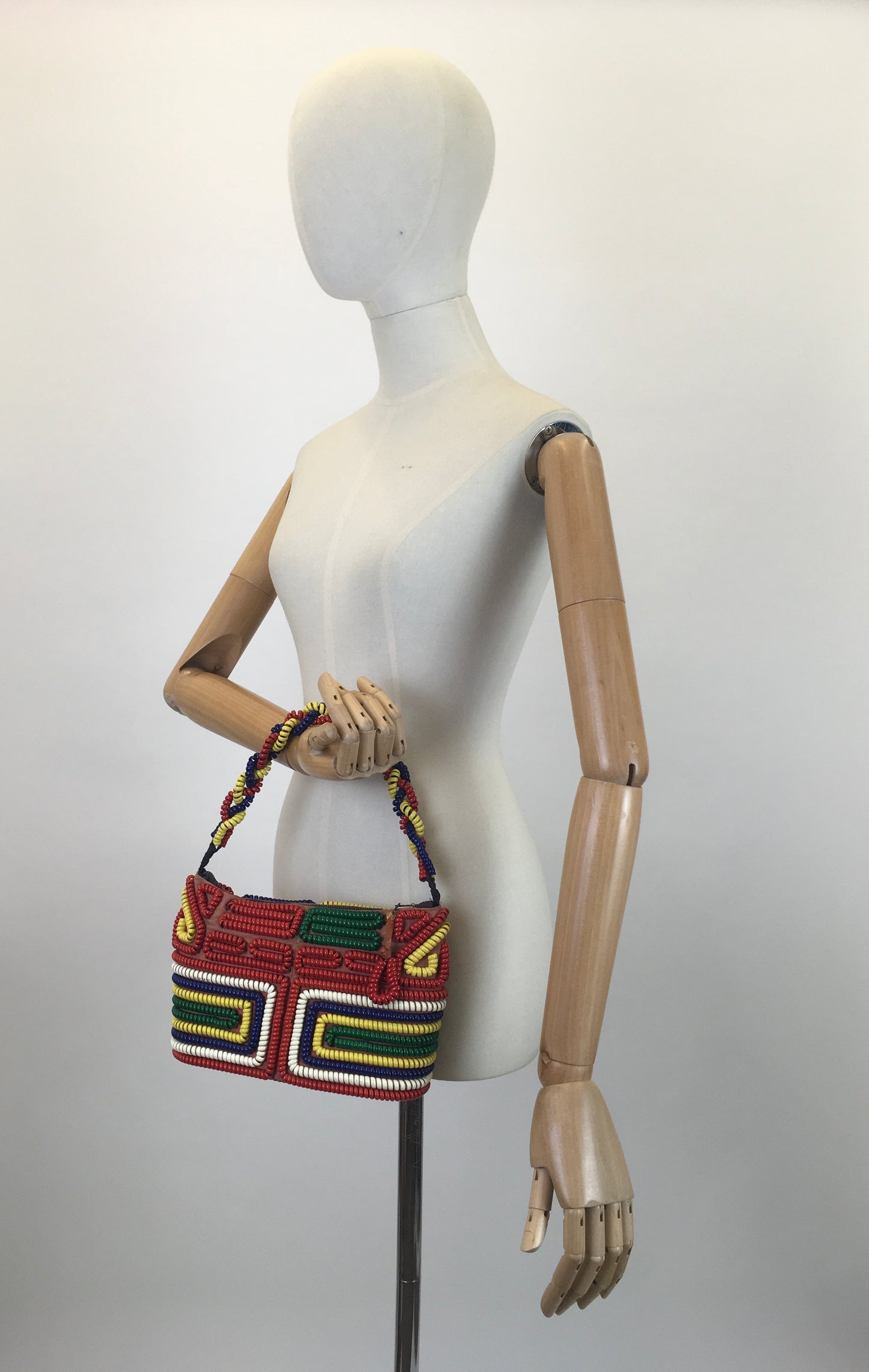 Original 1940's Sensational Telephone Cord Handbag - With Twisted Handle in Multicolour Brights