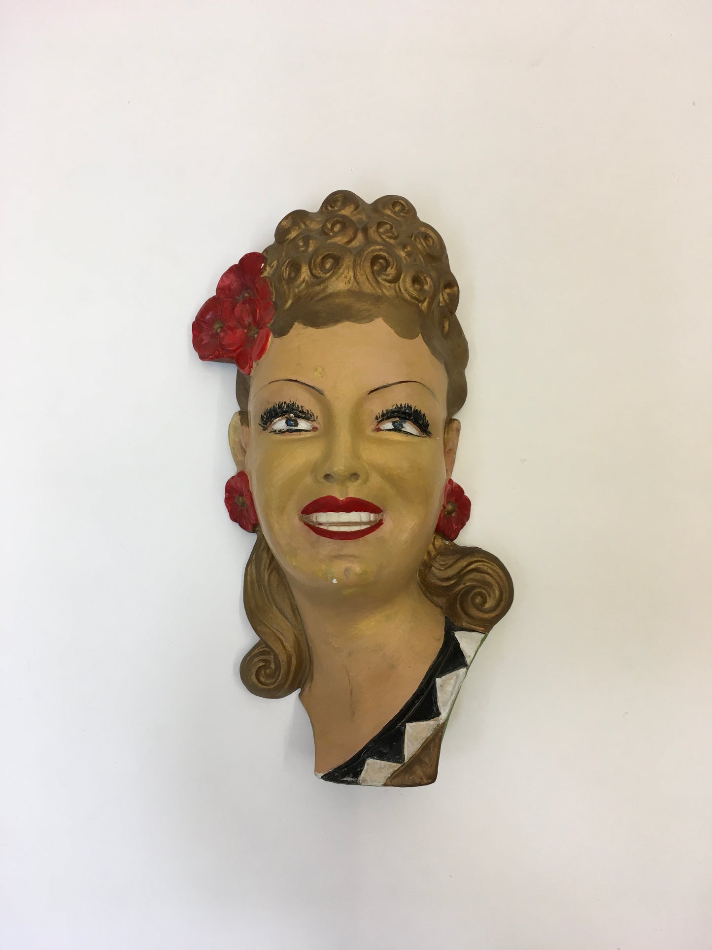 Original 1950’s Ladies Head Wall Mask - Great For A Vintage Interior