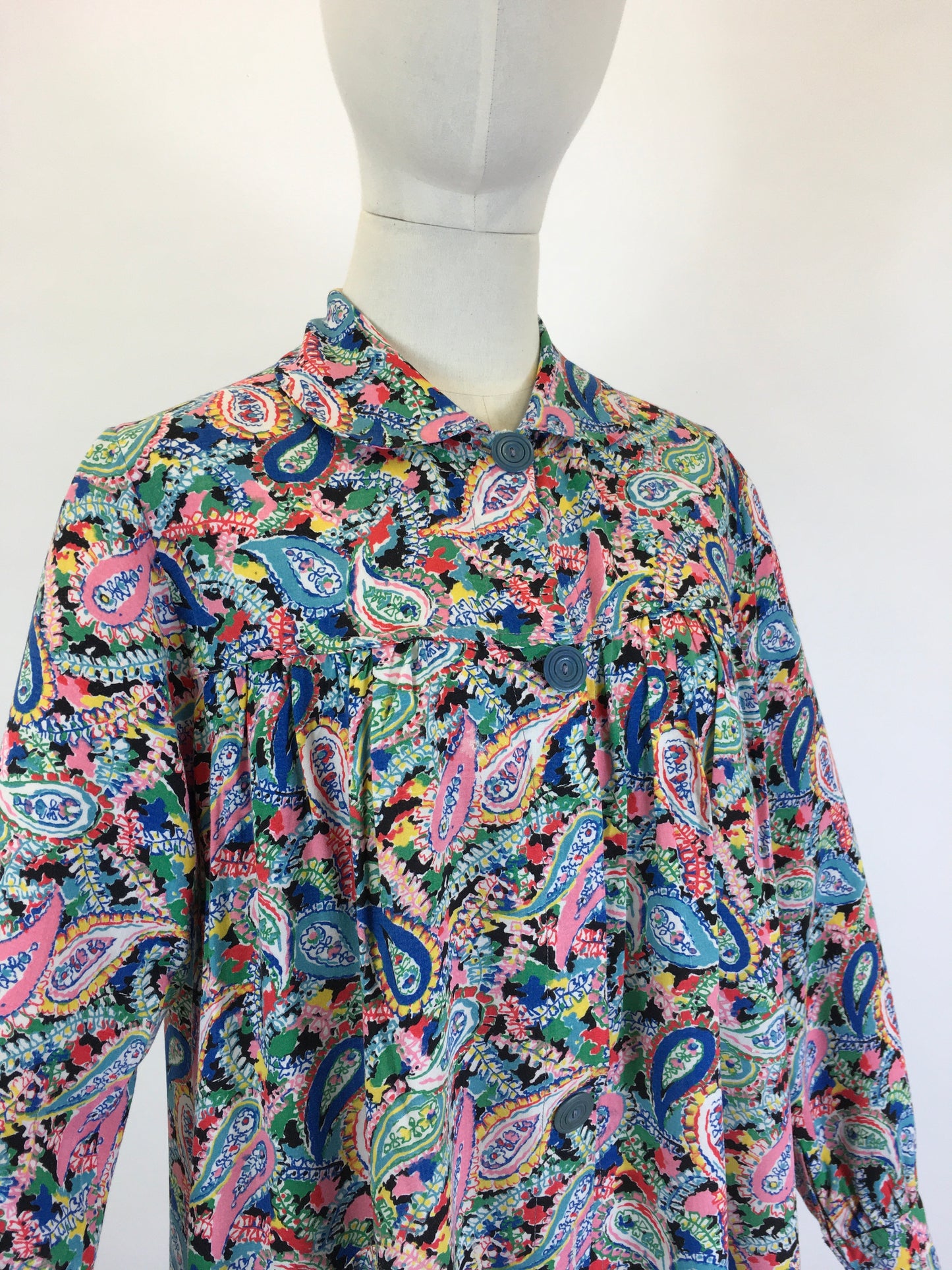 Original 1940’s CC41 Stunning Cotton Smock - In the Most Vibrant Floral & Paisley Print