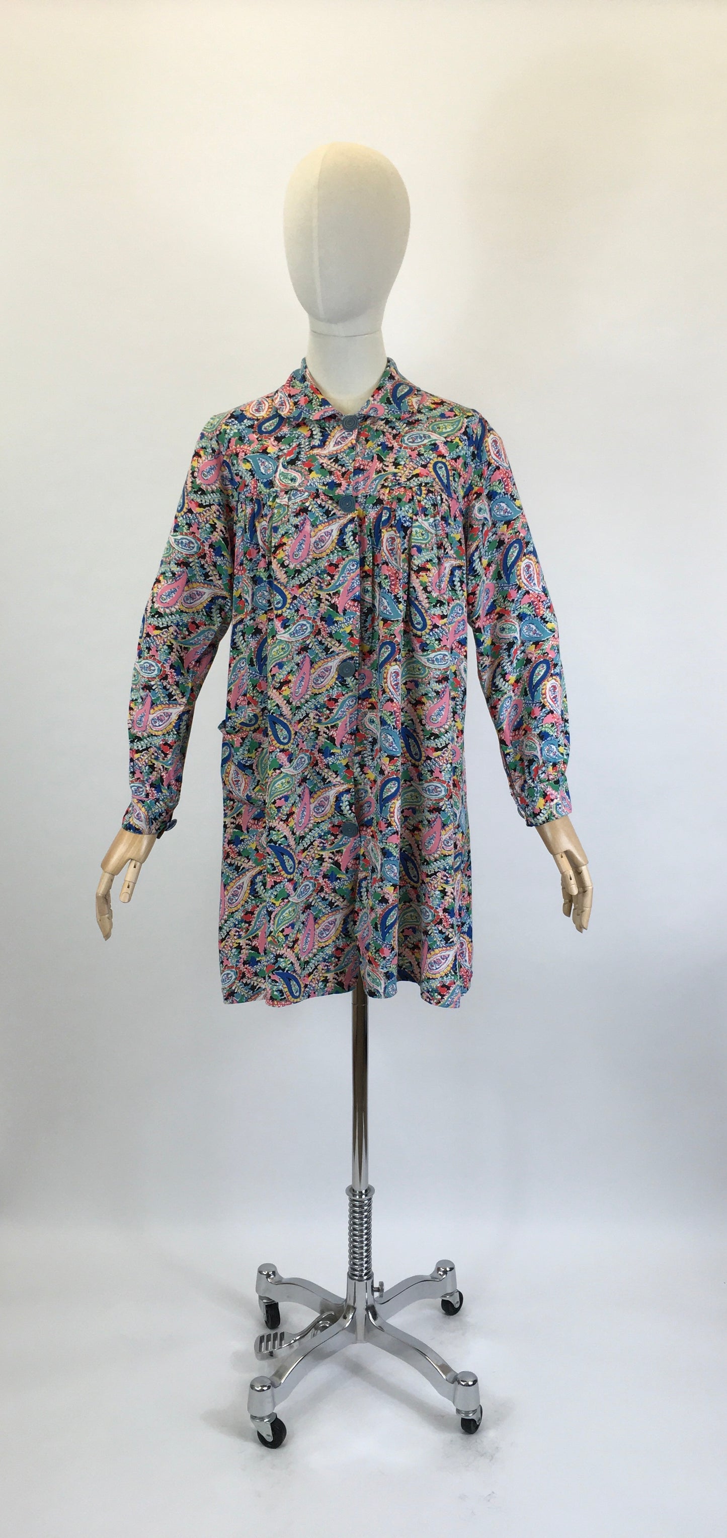 Original 1940’s CC41 Stunning Cotton Smock - In the Most Vibrant Floral & Paisley Print