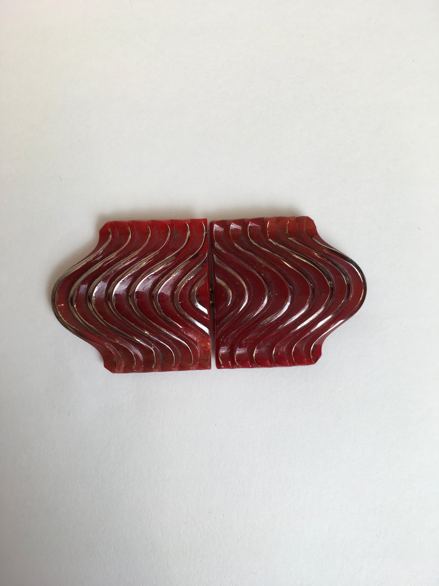 Original 1930’s Art Deco Red Glass Buckle - With Fabulous Detailing