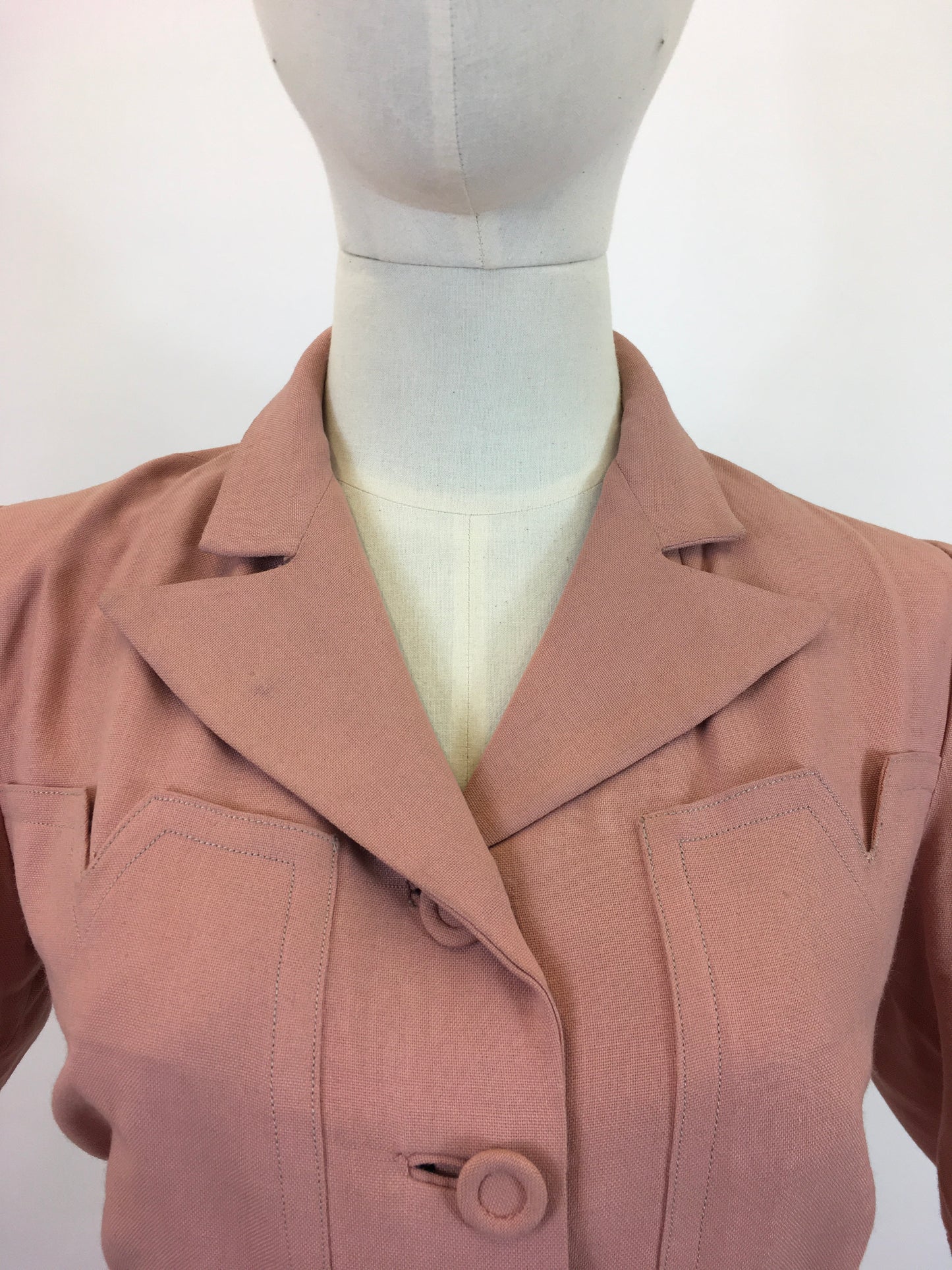 Original 1940's 2pc Linen Summer Suit - In A Powdered Pink