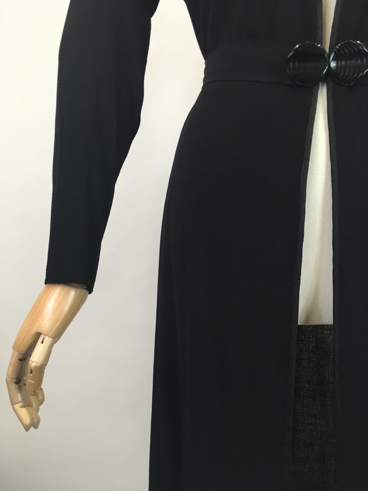 Original 1930's Summer Coat in Black Crepe - With Exquisite Scallop Edge