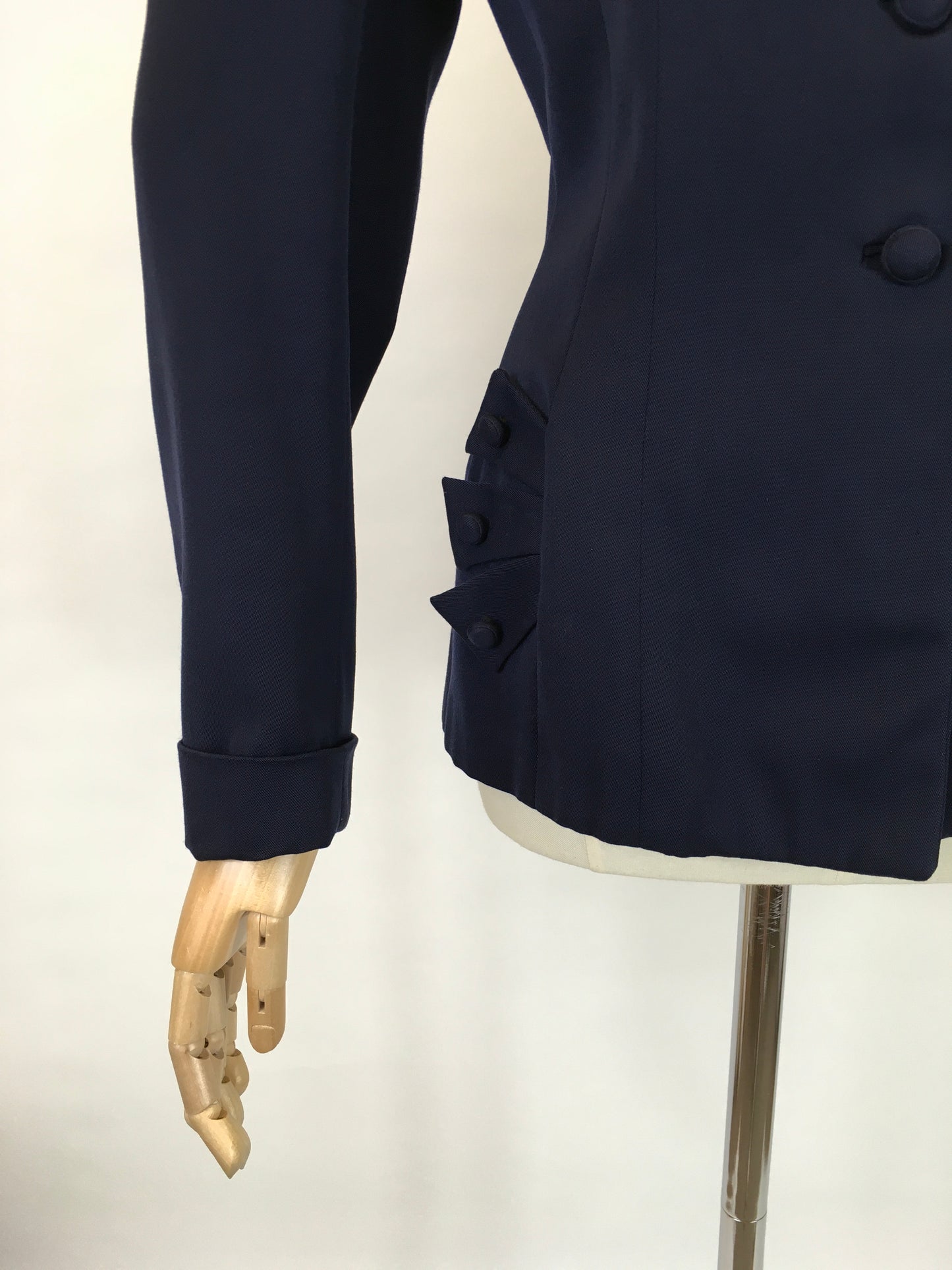 Original 1940’s Navy Gabardine Jacket - With Beautiful Shaped Adornments with Matching Buttons