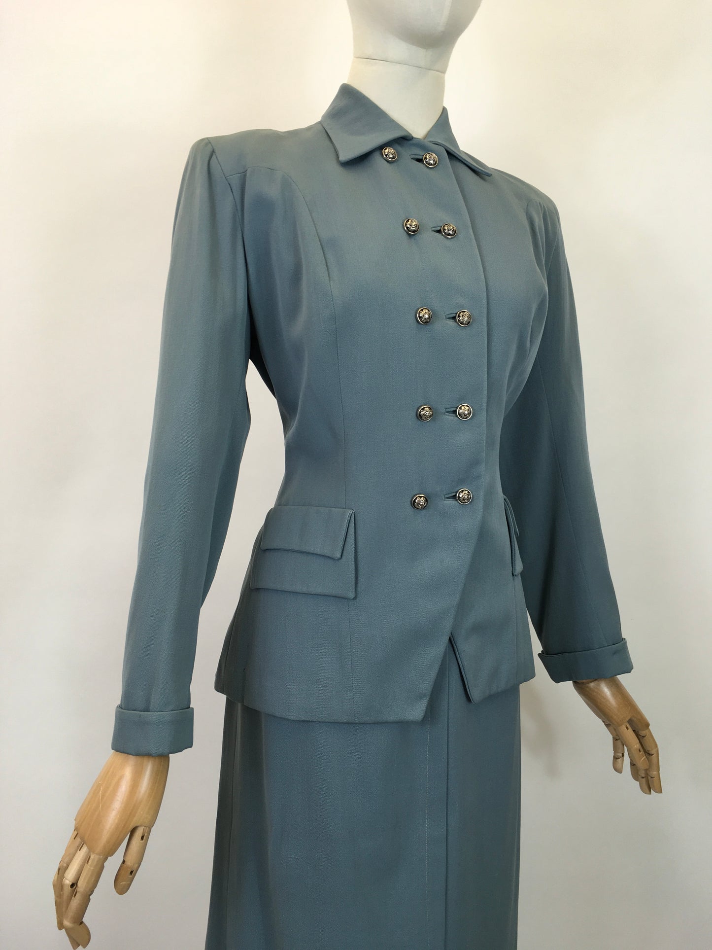 Original 1940's Stunning Double Breasted 2pc Suit - In A Powder Blue