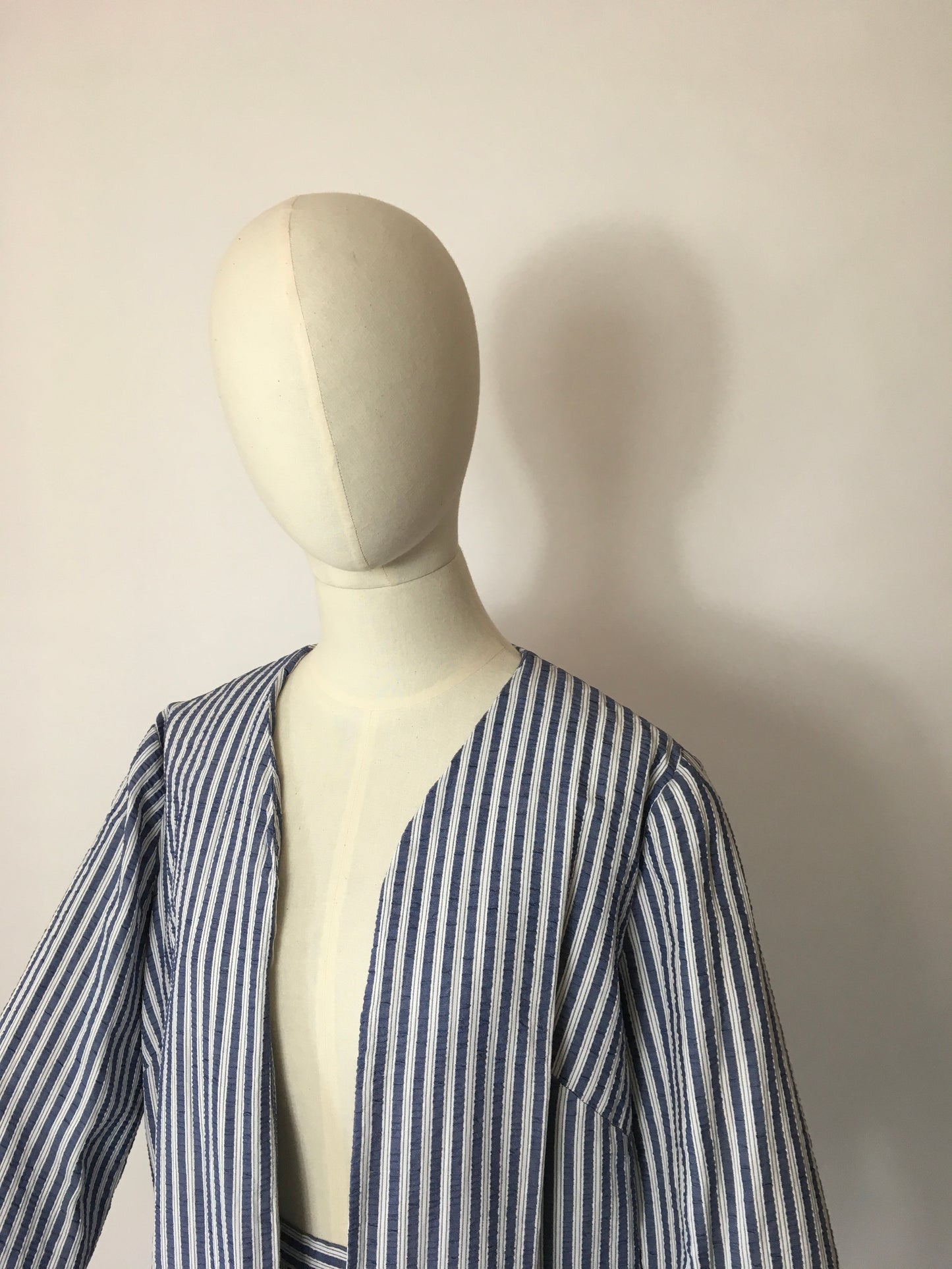 Original 1950s Summer Suit In a lovely Lightweight Seersucker fabric - Blue & White Stripes