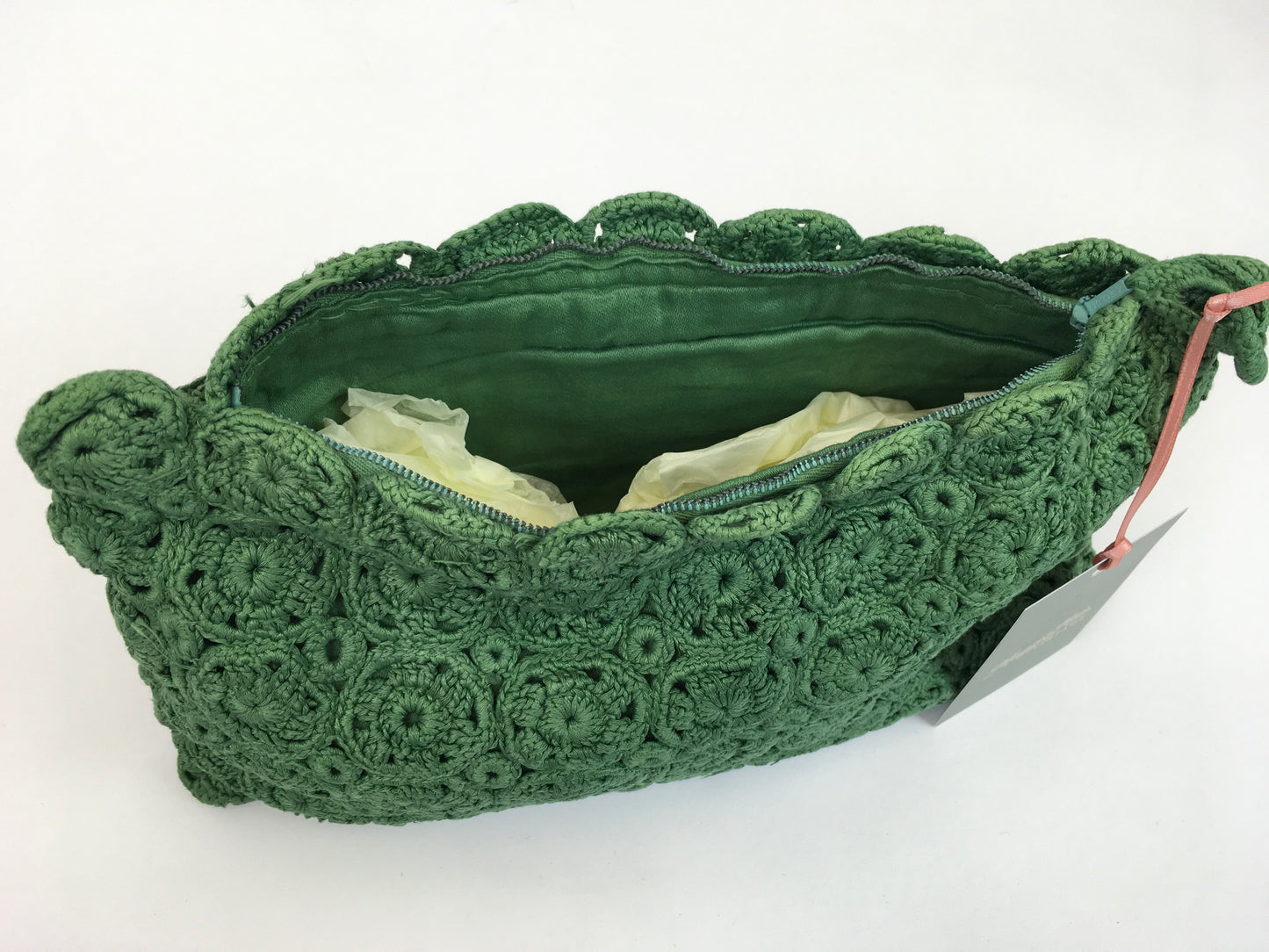 Original 1940s Crochet Clutch Bag - In a Lovely Shade Of Green