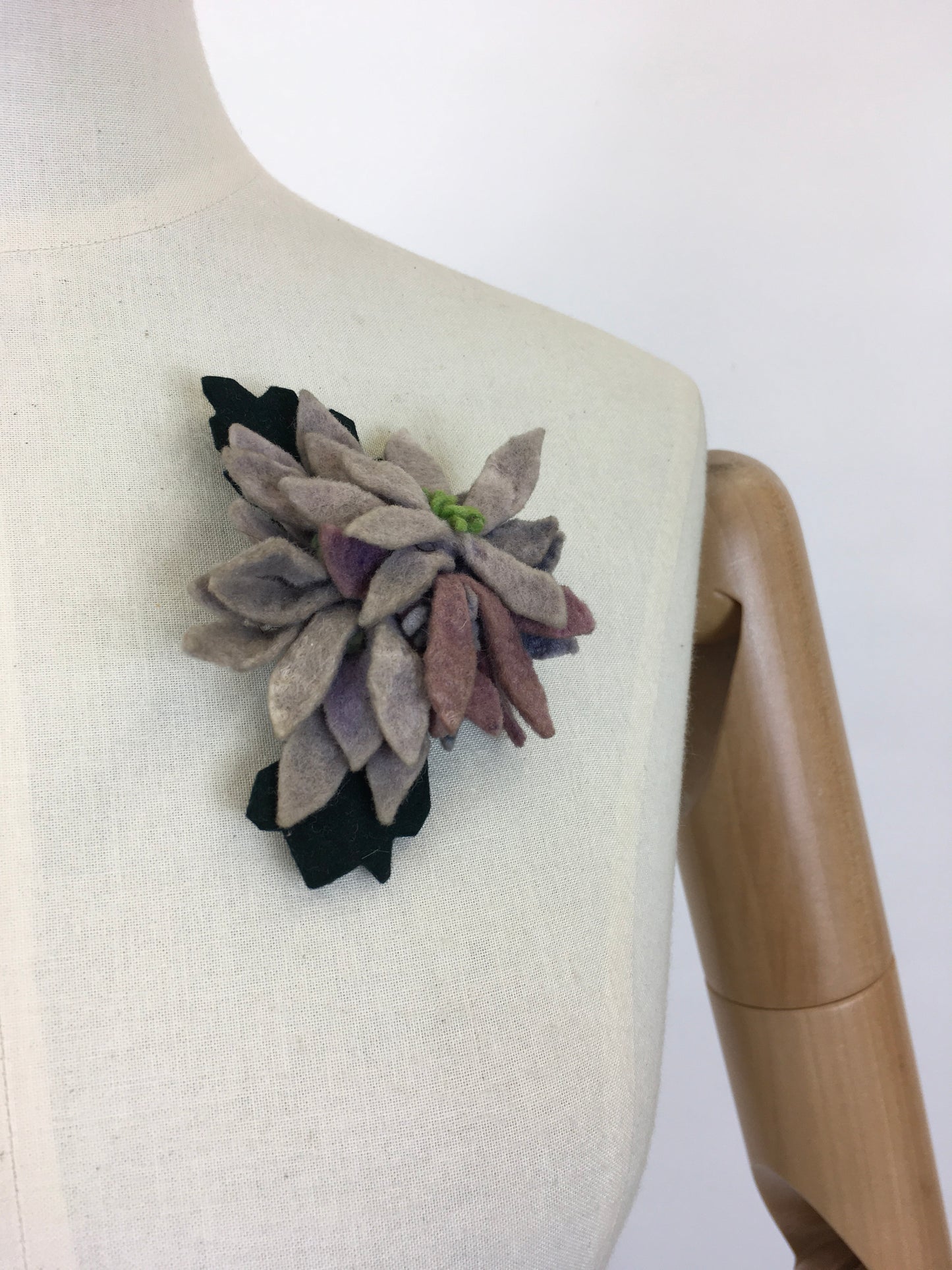 Original 1940’s ‘ Make Do And Mend ‘ Felt Floral Posy Corsage - In Muted Purple, Violets and Greenery