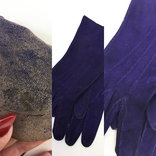 Original 1940's Sublime CC41 Utility Gloves - In Cadbury Rich Purple Suede