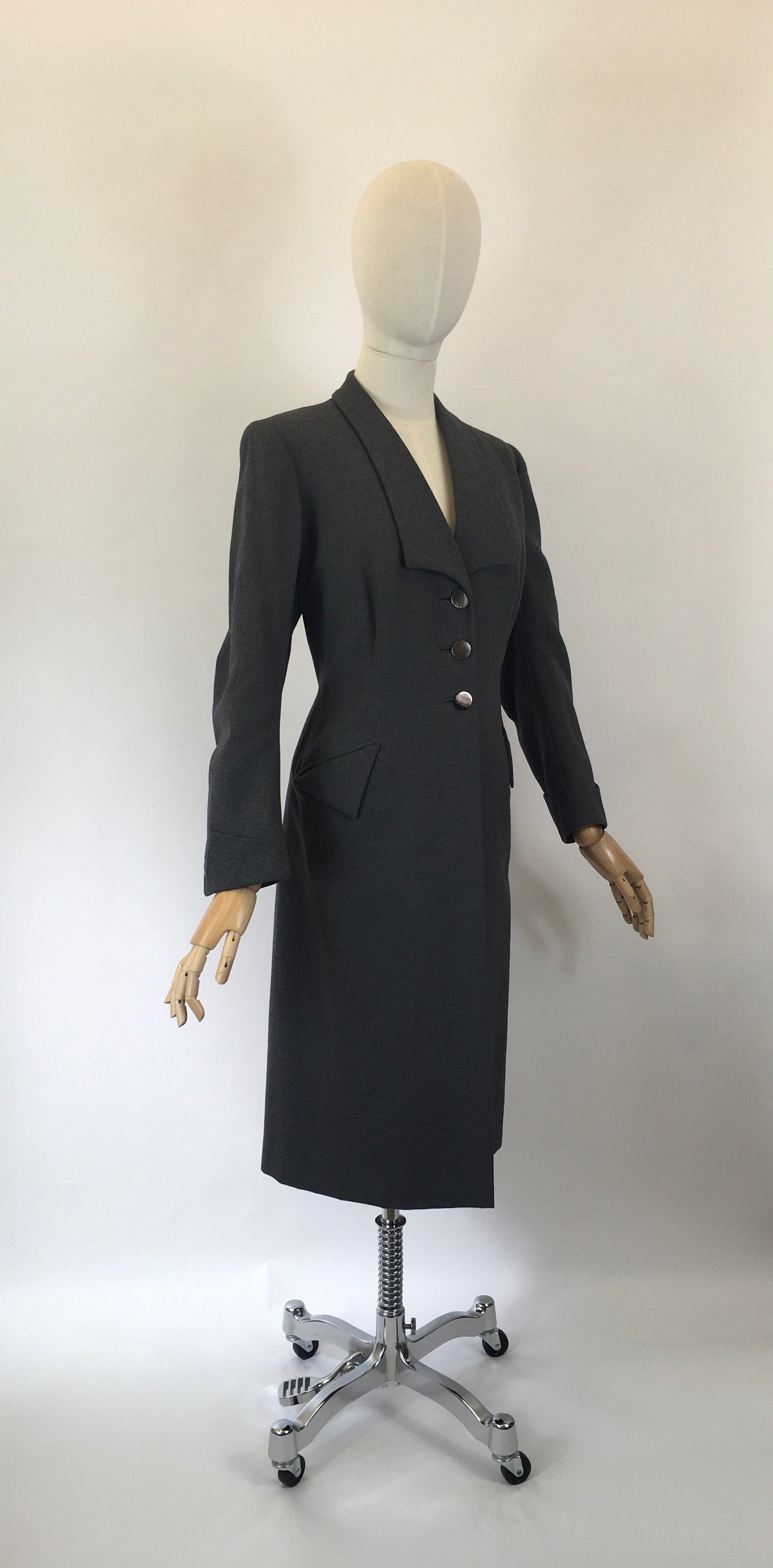 Original 1930’s Tailored Spring Weight Coat - In Grey