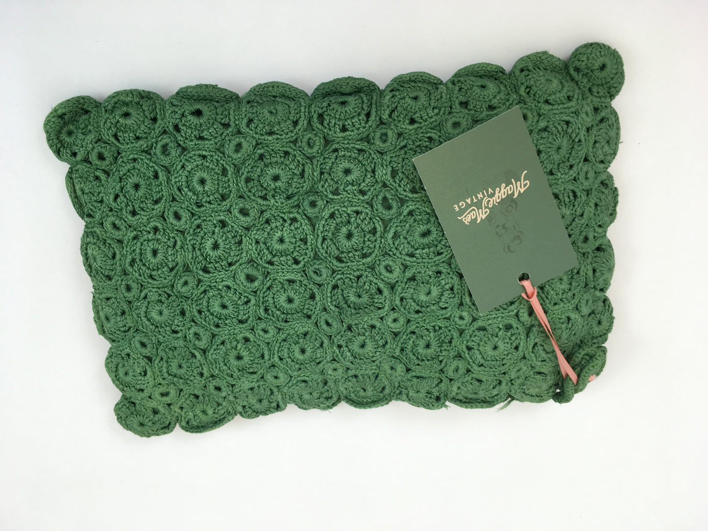 Original 1940s Crochet Clutch Bag - In a Lovely Shade Of Green