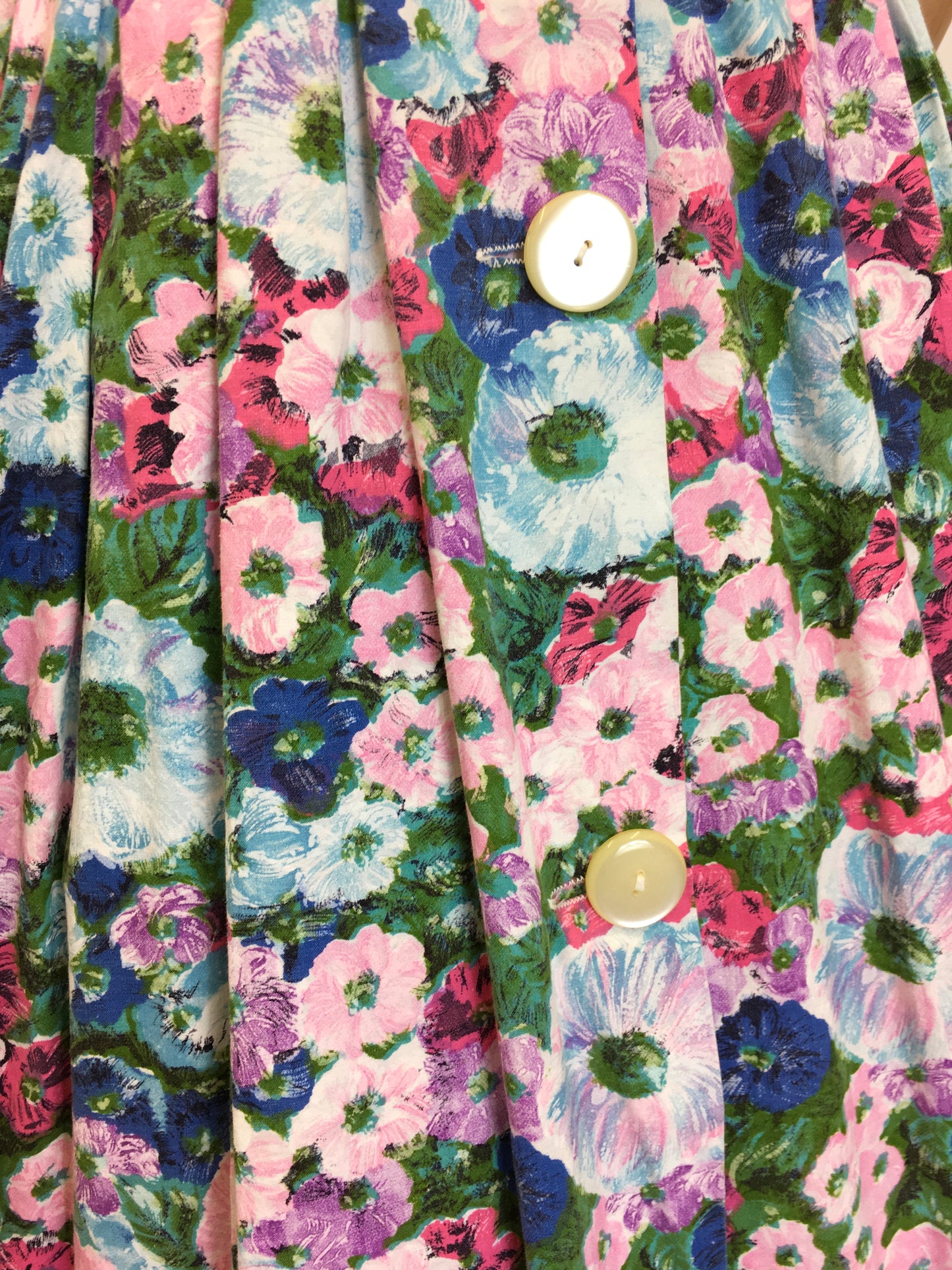 Original 1950's Floral Cotton Day Dress - Fabulous Collar and Big Pockets