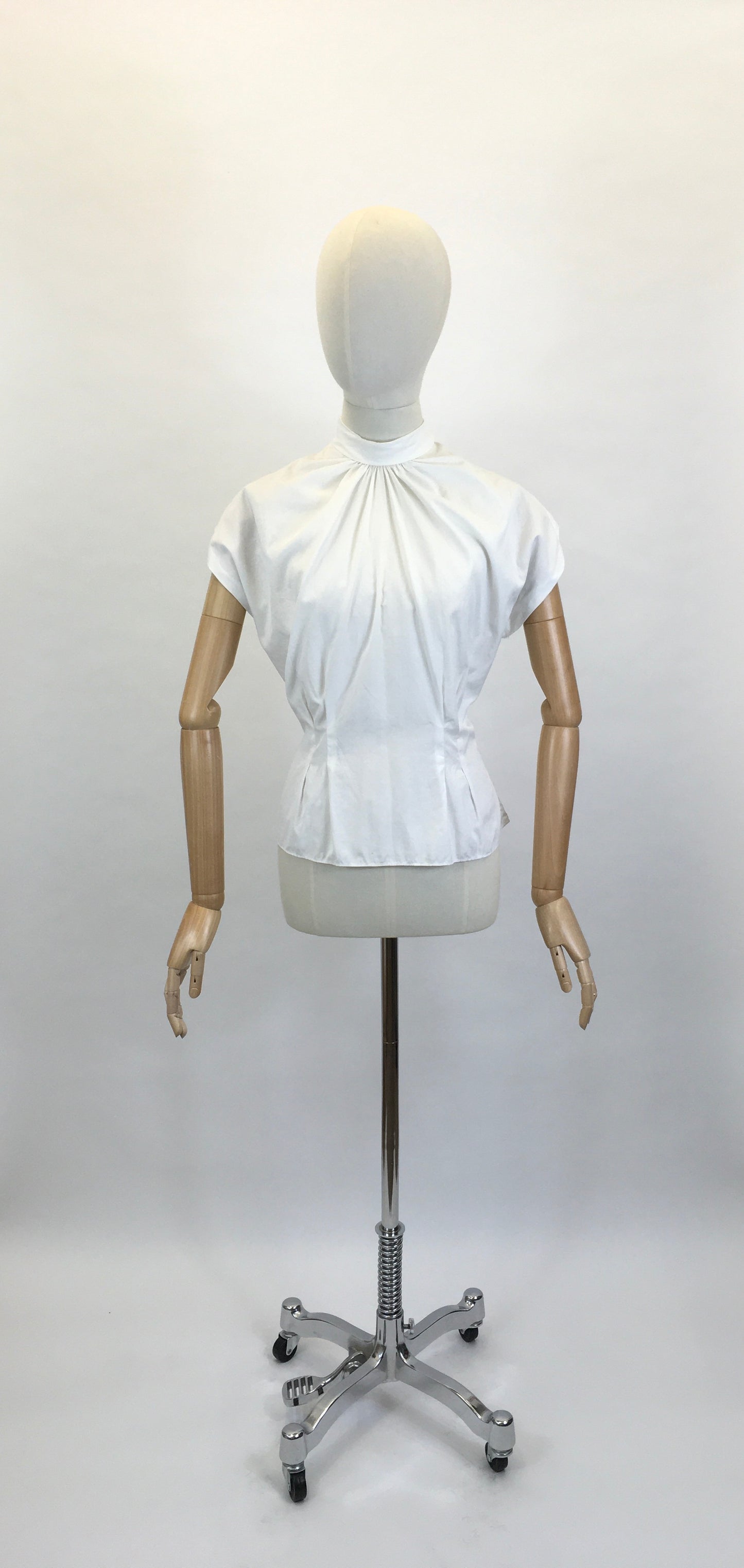 Original 1950’s High Neck Blouse - Made From A Crisp White Cotton