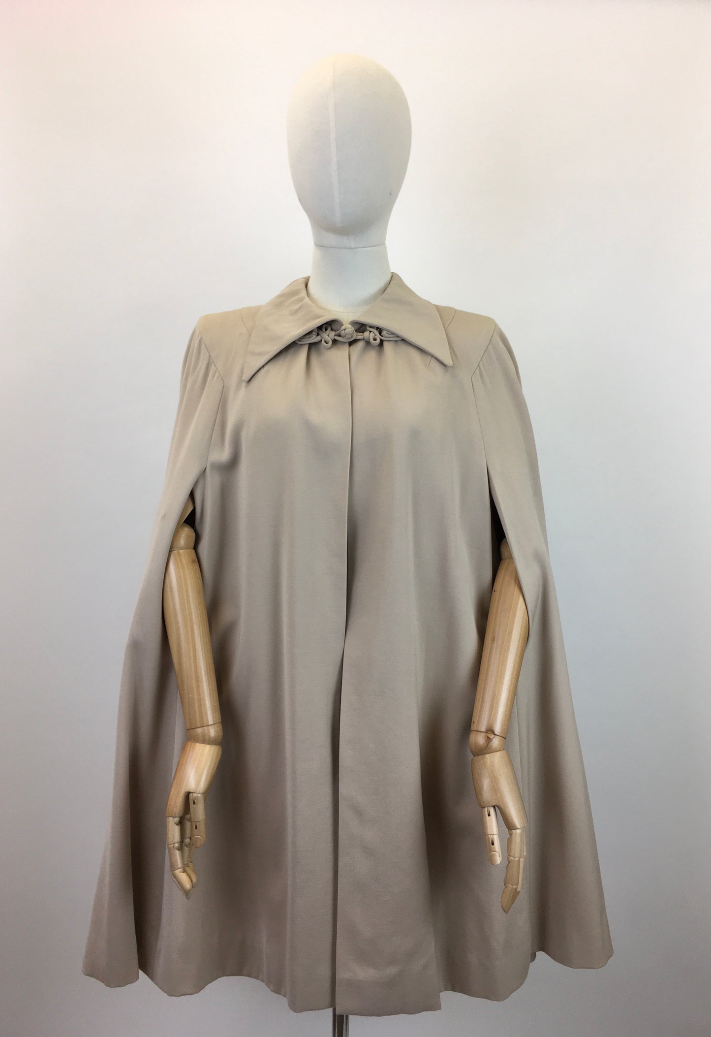 Original 1940's Sensational Gaberdine Cape - In A Soft Beige