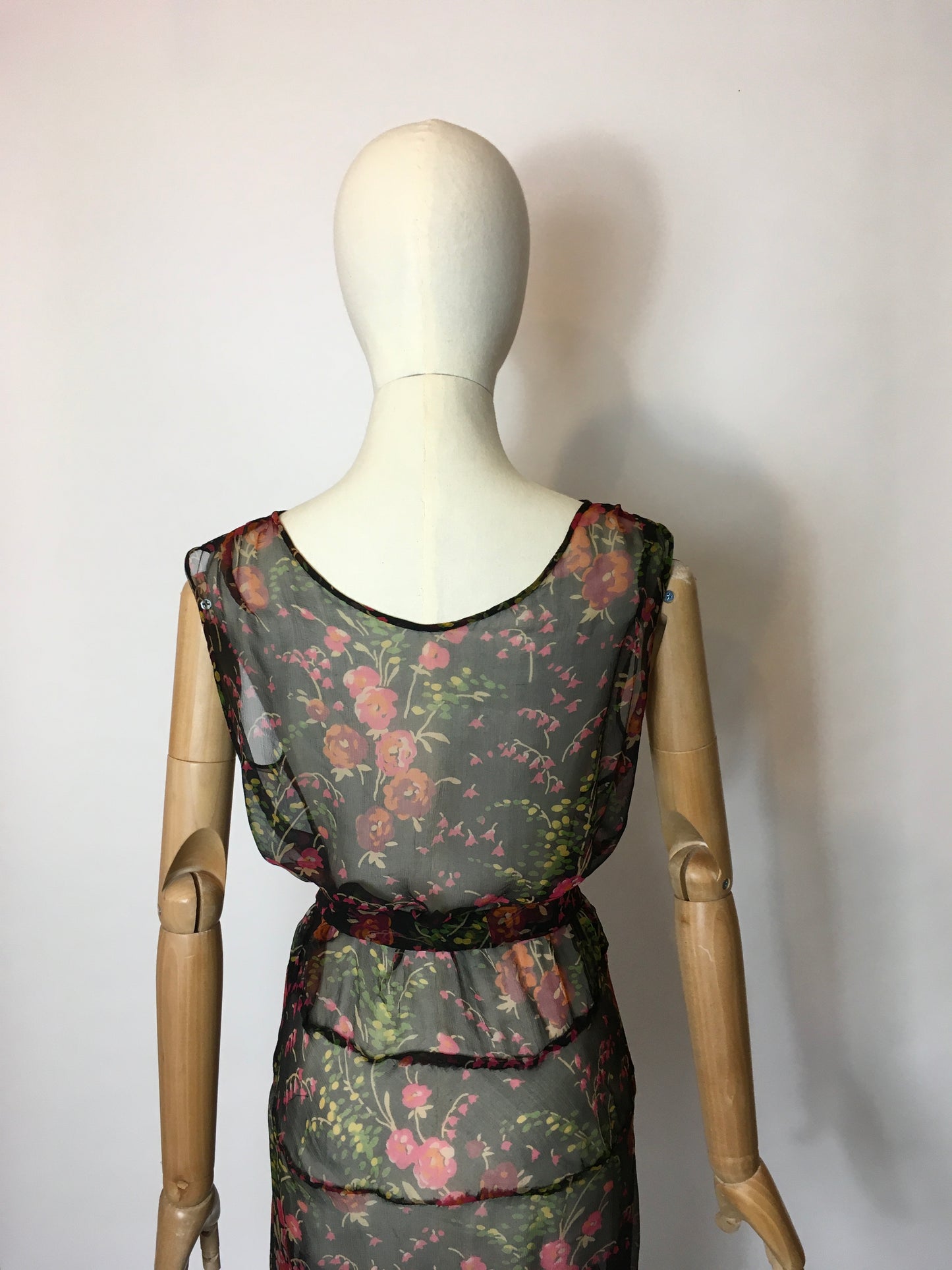 Original 1930’s Floral Chiffon Bias Cut Evening Gown - Festival of Vintage Fashion Show Exclusive