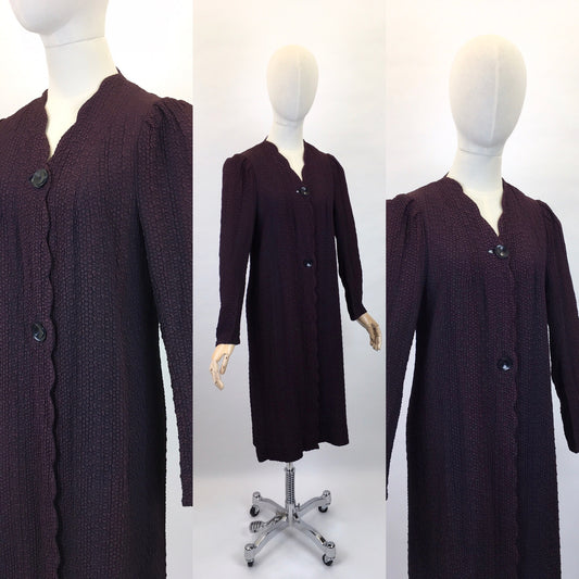 Original 1930s Summer Overcoat - In a Fabulous Textured Waffle Crepe in Faded Navy