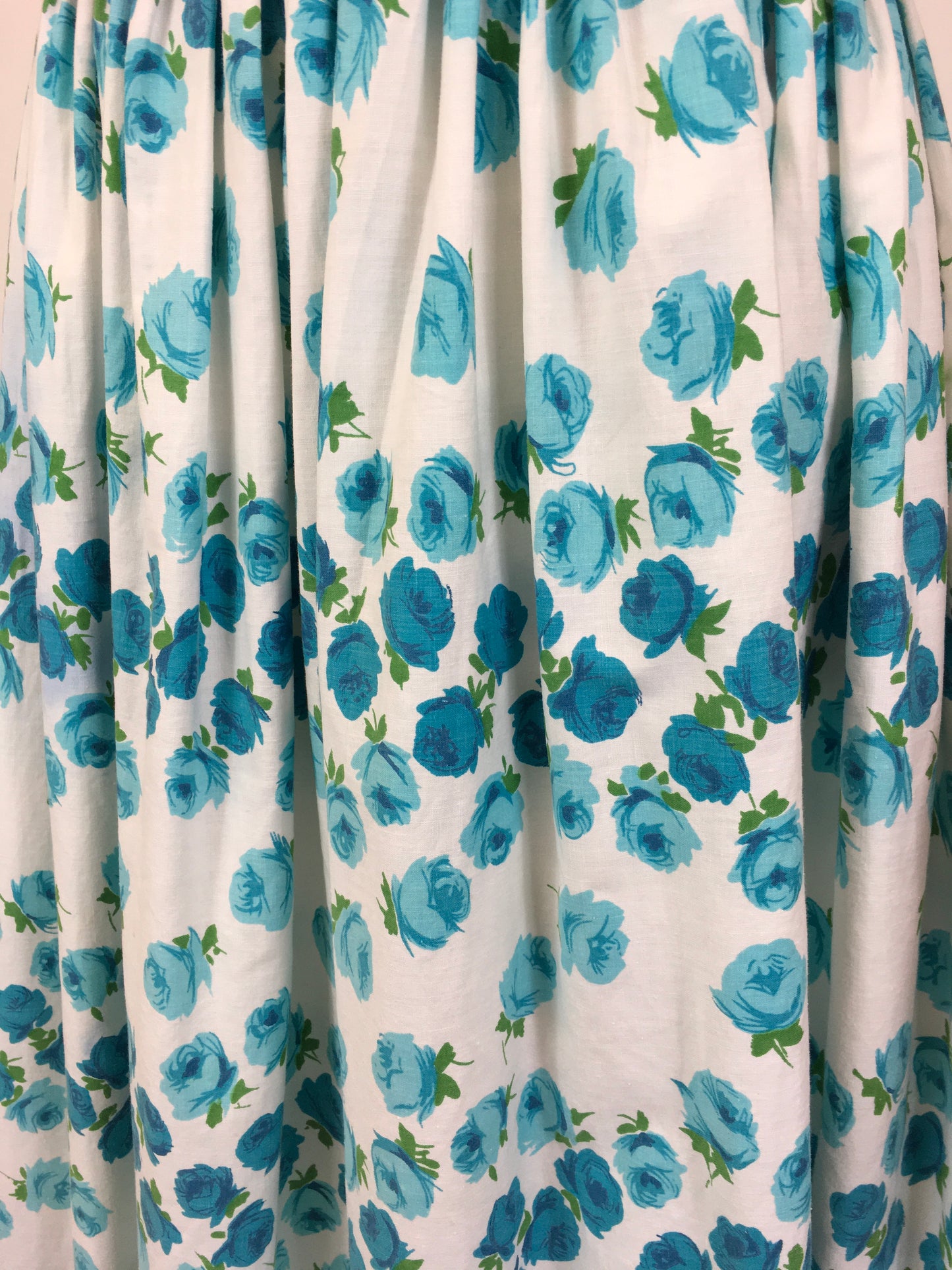 Original 1950’s Gorgeous Sun Dress - In A Beautiful Blue Rose Print Cotton