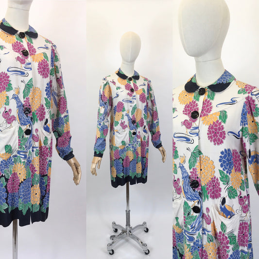 Original 1940’s SENSATIONAL Smock - With Amazing Print in Bold Bright Colours