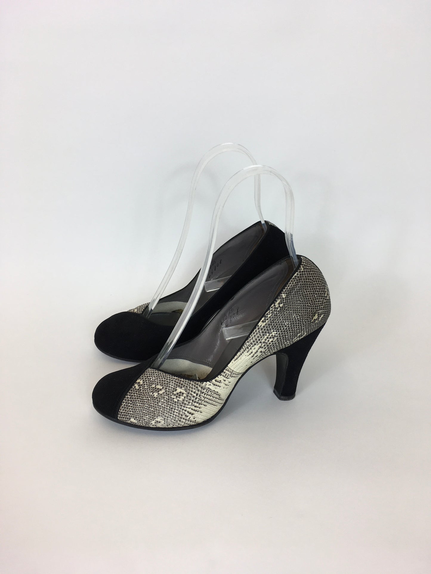 Original 1950’s STUNNING Black And Snakeskin Heels - Made By ‘ Jean La Val ‘