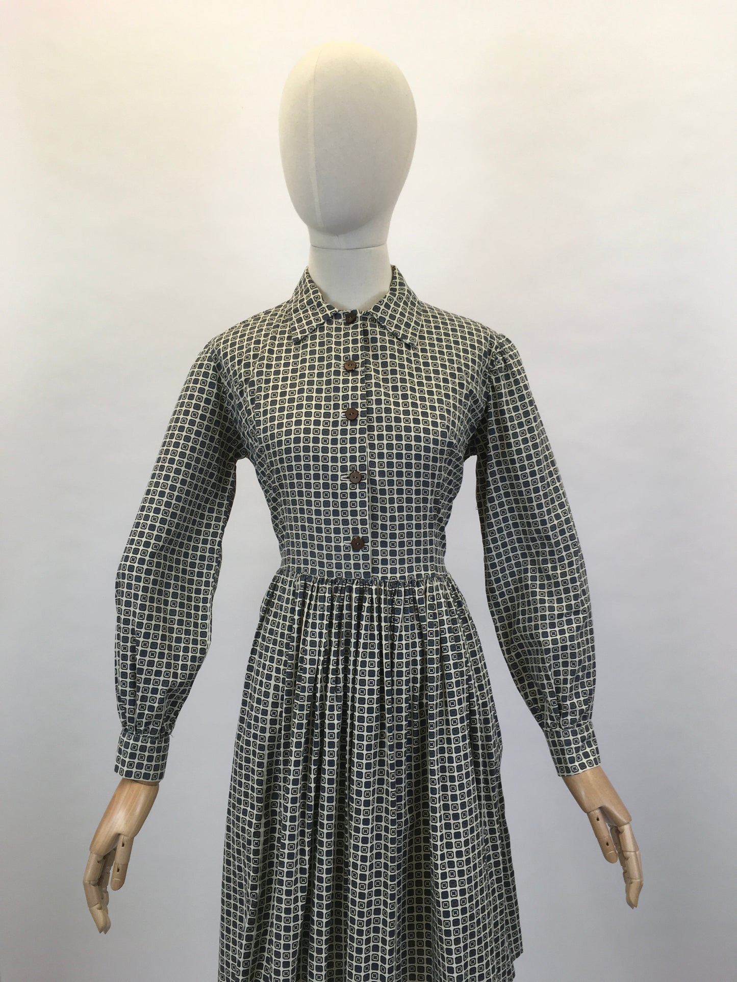 Original 1950’s Fabulous ShirtWaister Dress - In A Geometric Print Cotton