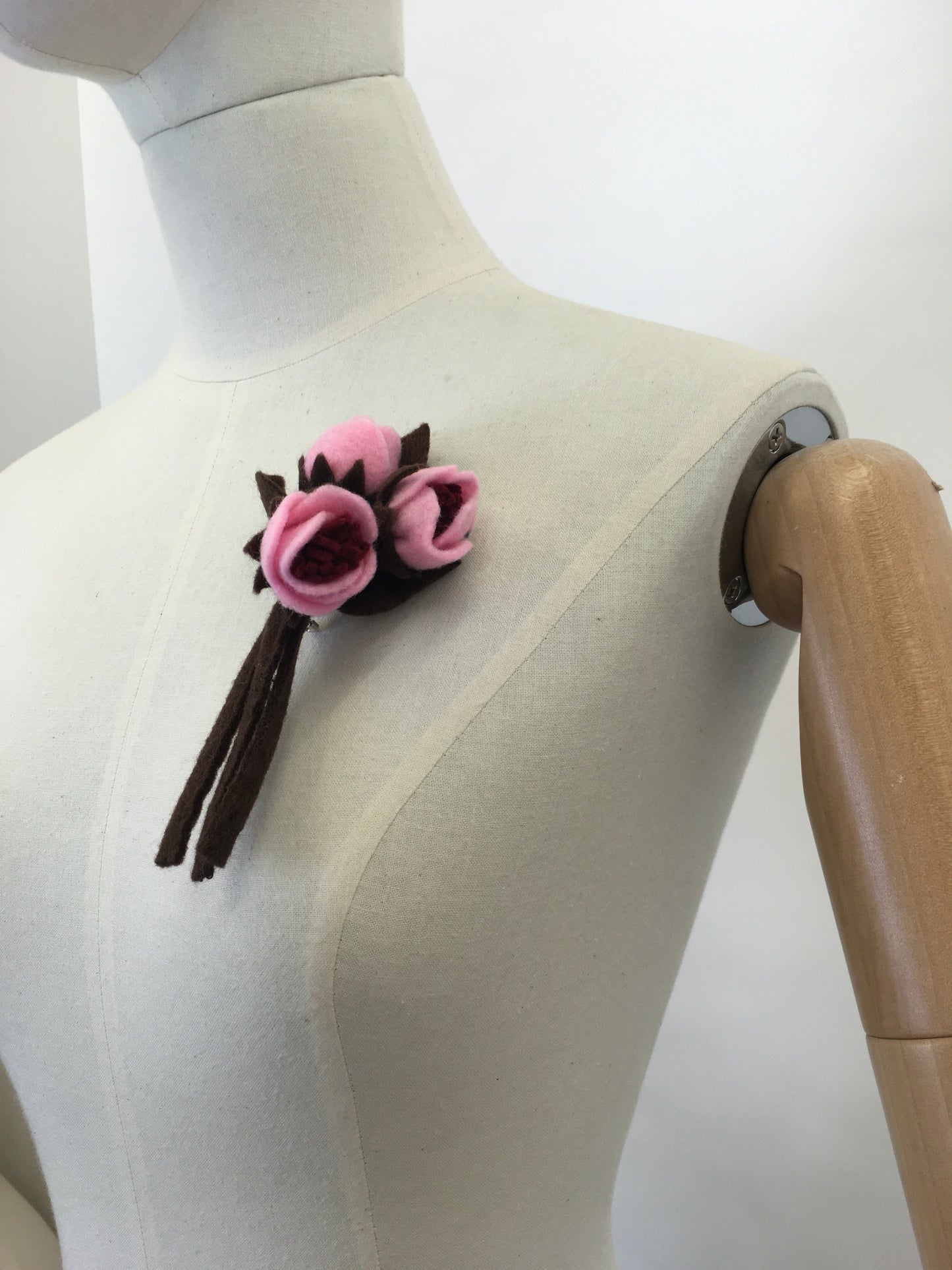 Reproduction Vintage 1940’s Make Do and Mend Floral Corsage - In A Lovely Pink & Brown Colour Way