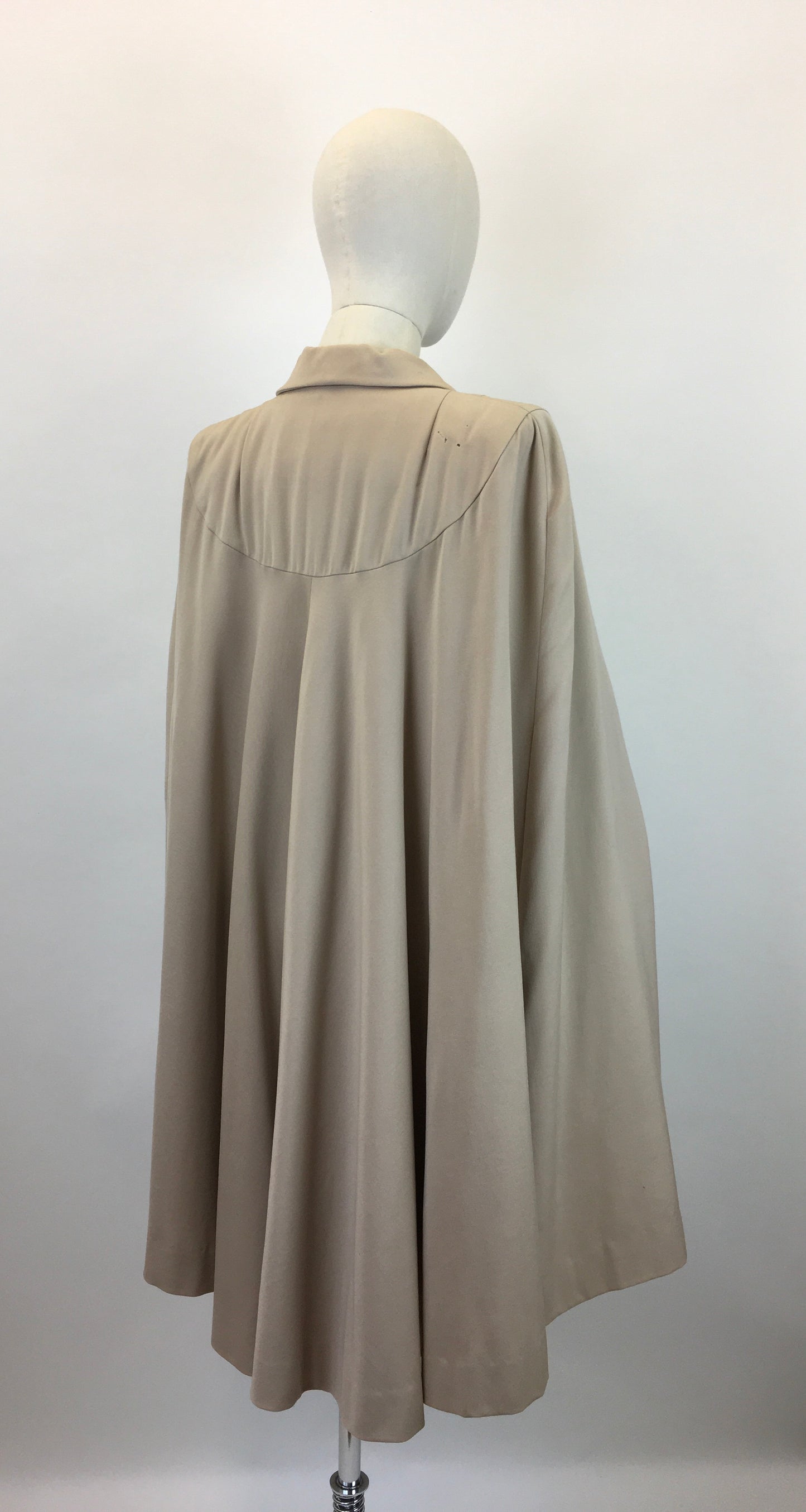 Original 1940's Sensational Gaberdine Cape - In A Soft Beige