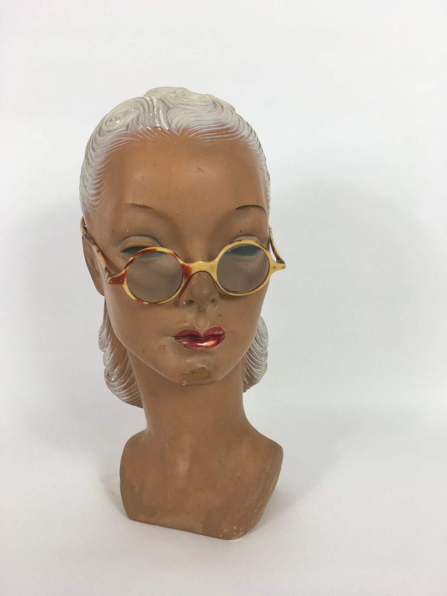 Original 1930s Sunglasses - In a Lovely Cream and Brown 2 Tone in a Small Classic Frame