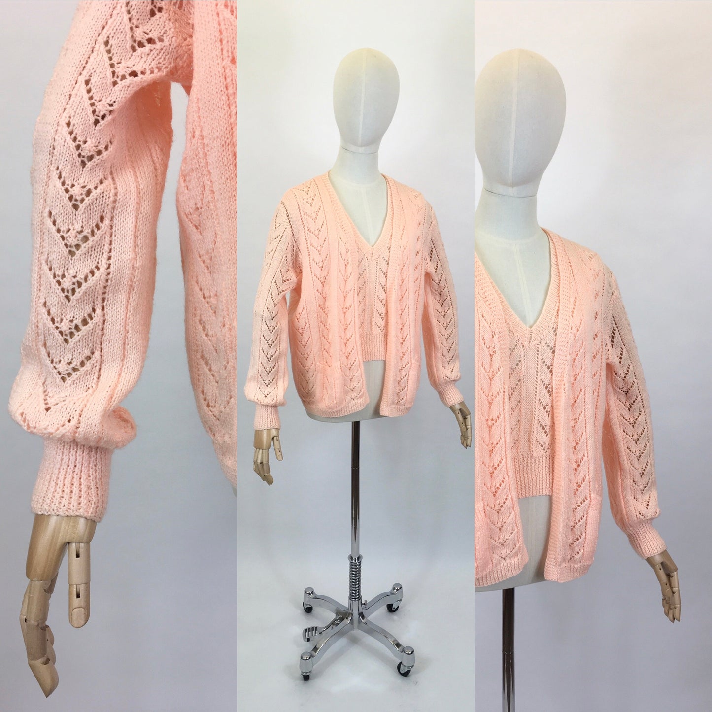 Vintage Style 1940’s Knitted Twin Set - In A Soft Coral Wool