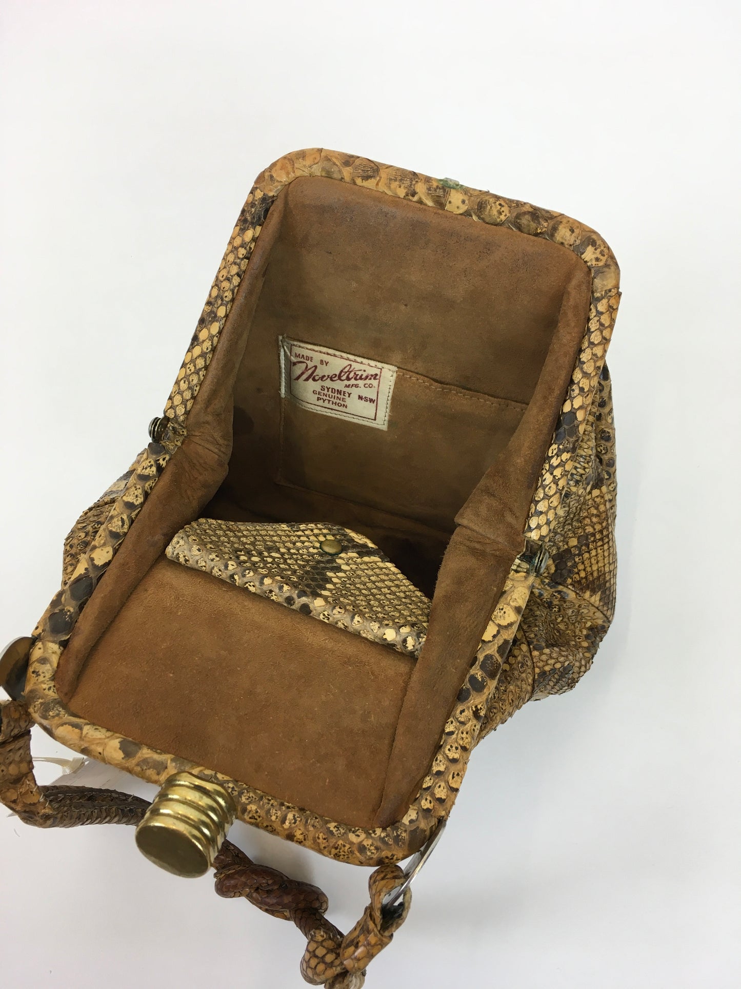 Original 1930s Python Skin Handbag - In a Fabulous Shape with Knotted Handle Detailing