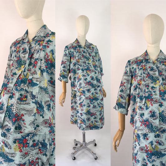 Original 1940s Maternity 2 pc Suit - In a Gorgeous Floral Rayon