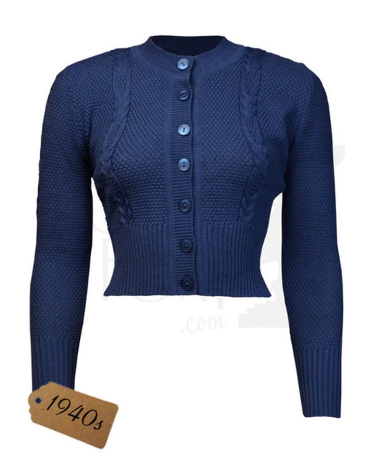 House Of Foxy Vintage Style Cardigan in Royal Blue