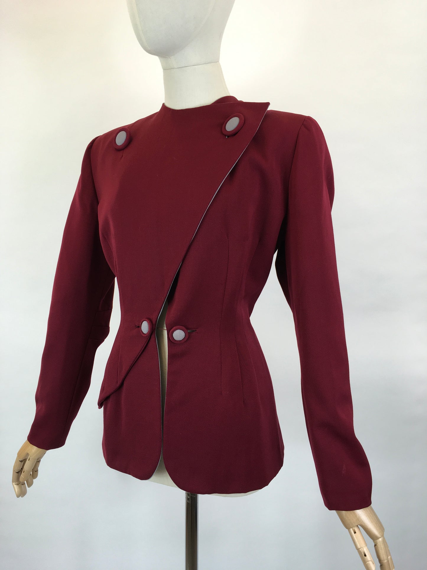 Original 1940’s SENSATIONAL 2 Tone Colour Block Jacket - In Warm Wine and French Grey