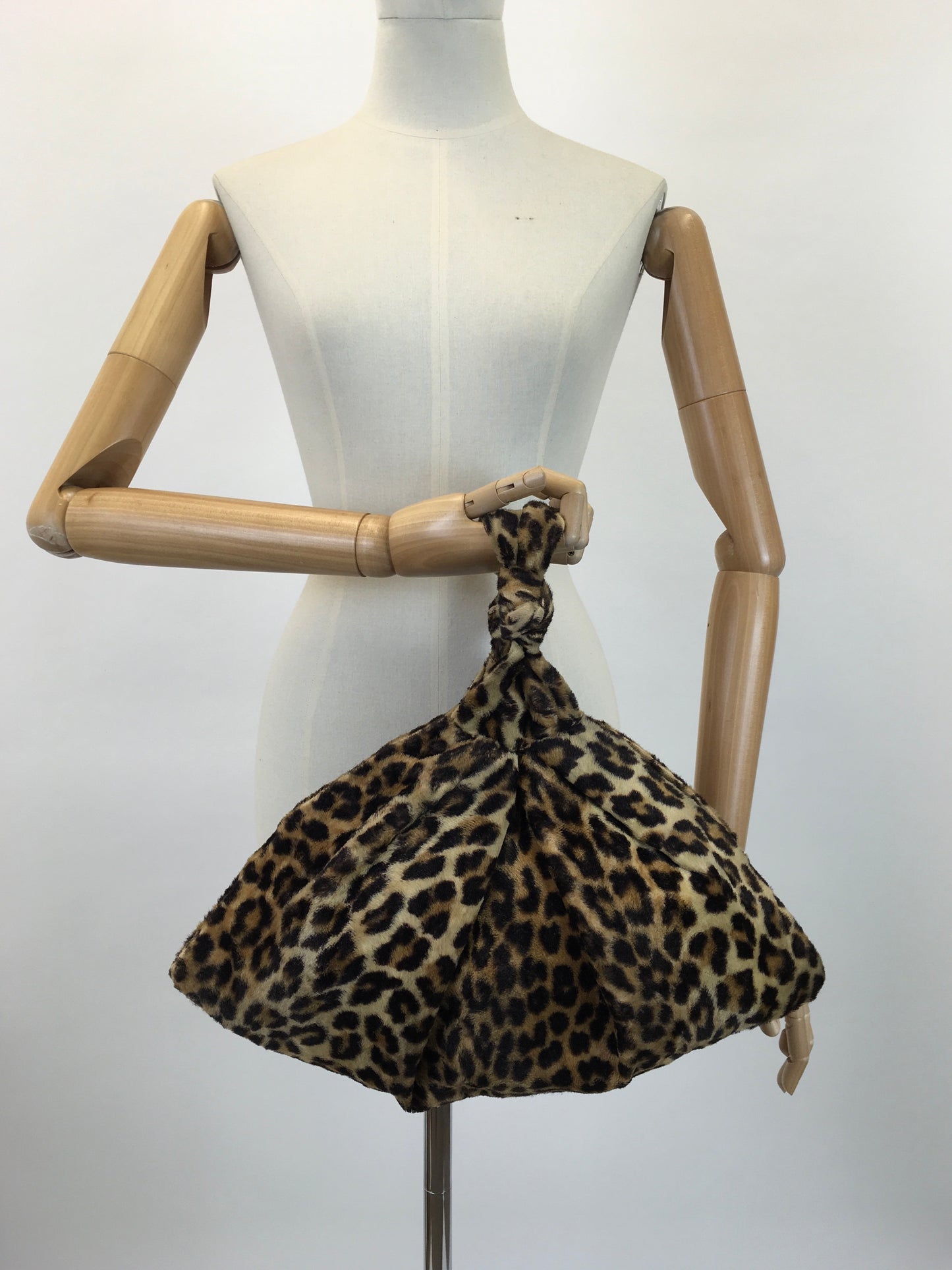 Original 1940's Fabulous Faux Fur Slouchy Handbag - In Leopard Print