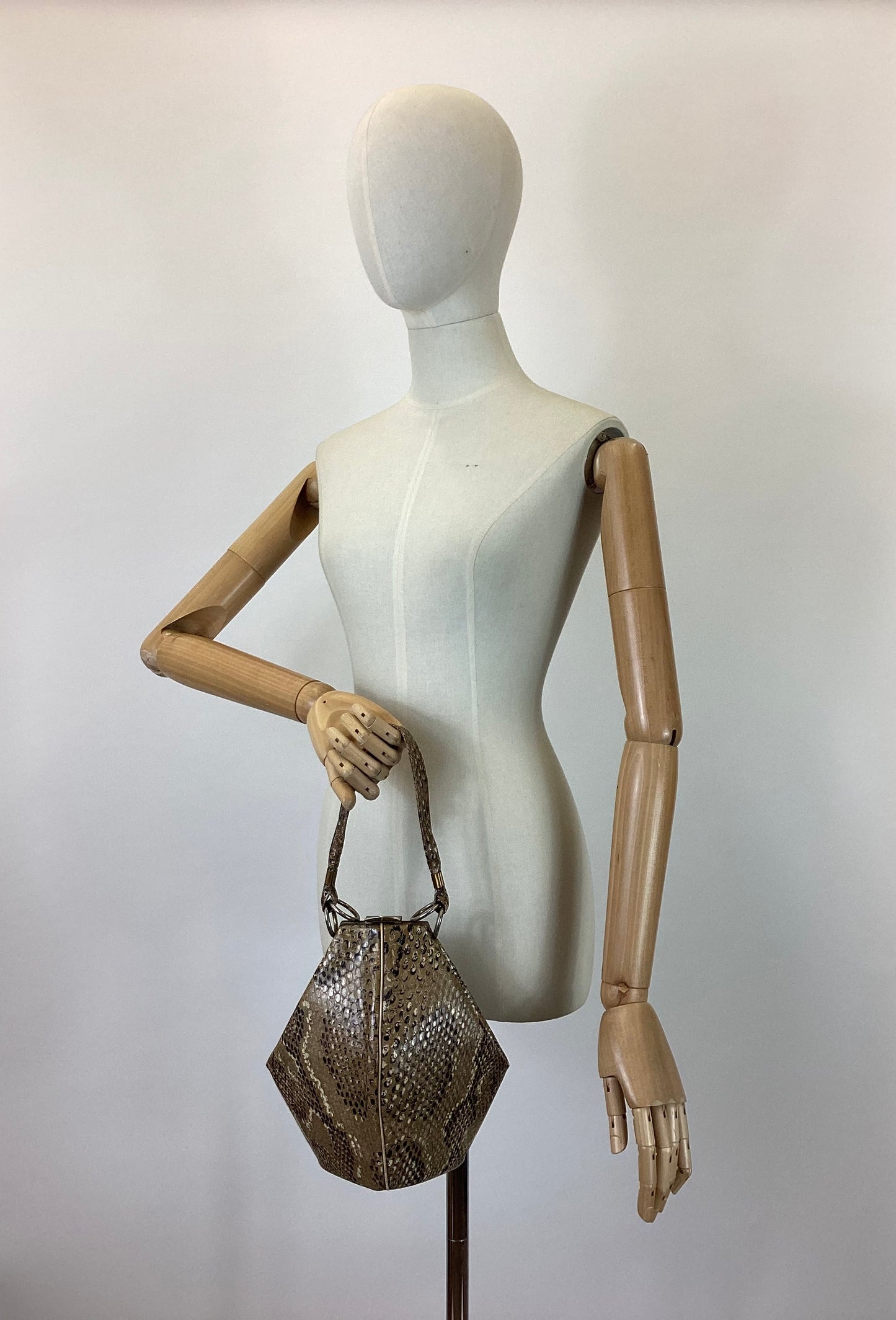 Original 1940’s Exquisite Skin Handbag - In An Unusual Shape