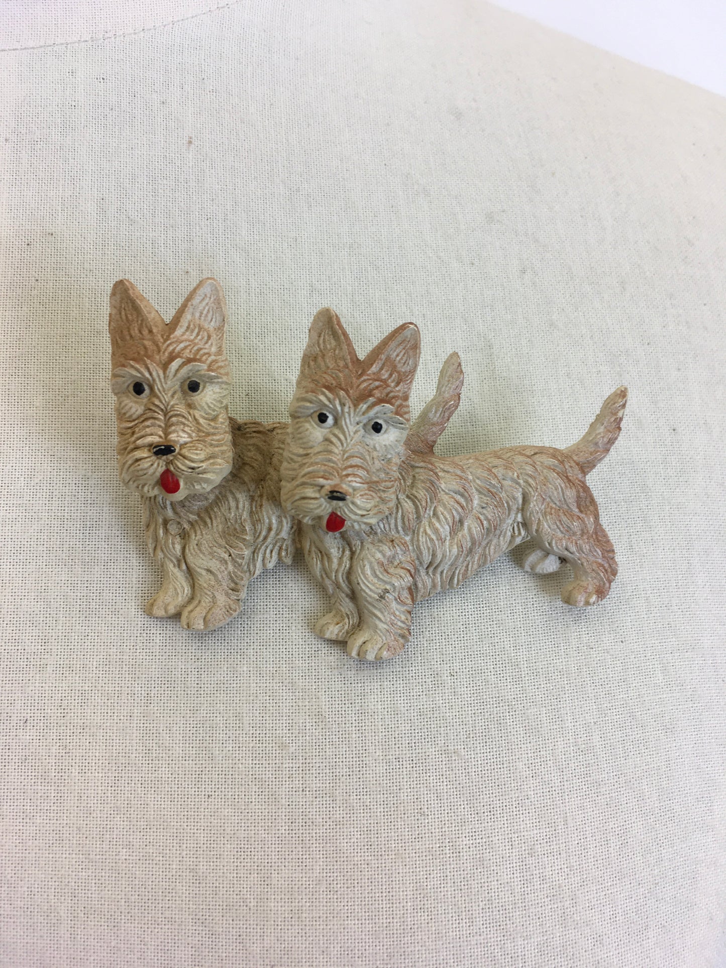 Original 1940’s Early Plastic Double Dog Brooch - With Moveable Heads and Nostalgic Charm