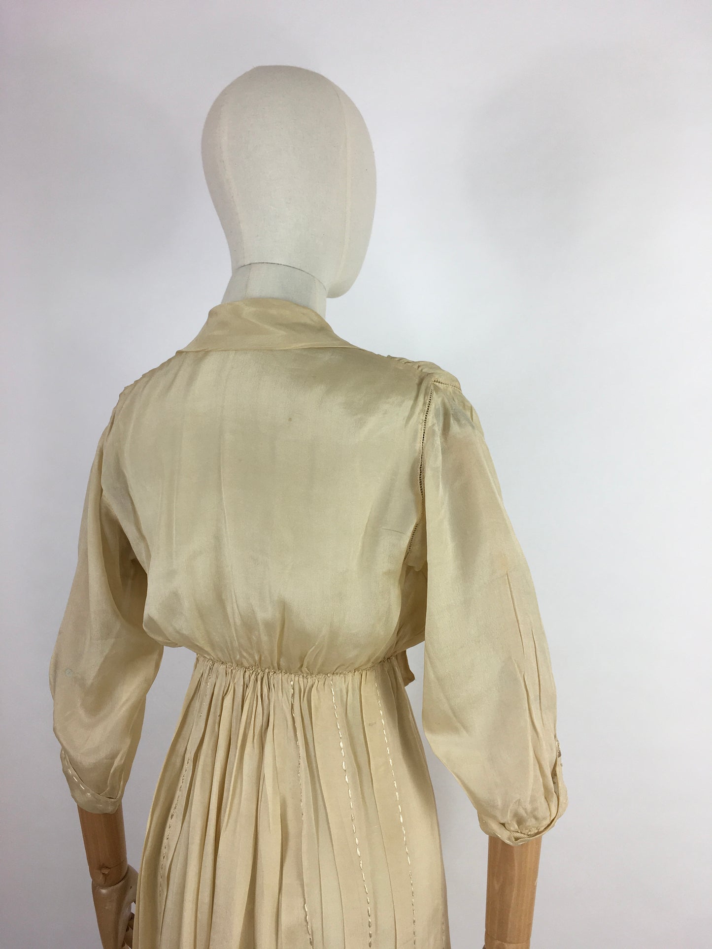 Original Early 1910’s Dress - Made from The Most Beautiful Buttermilk Cream Raw Silk with Exquisite Antique Detailing