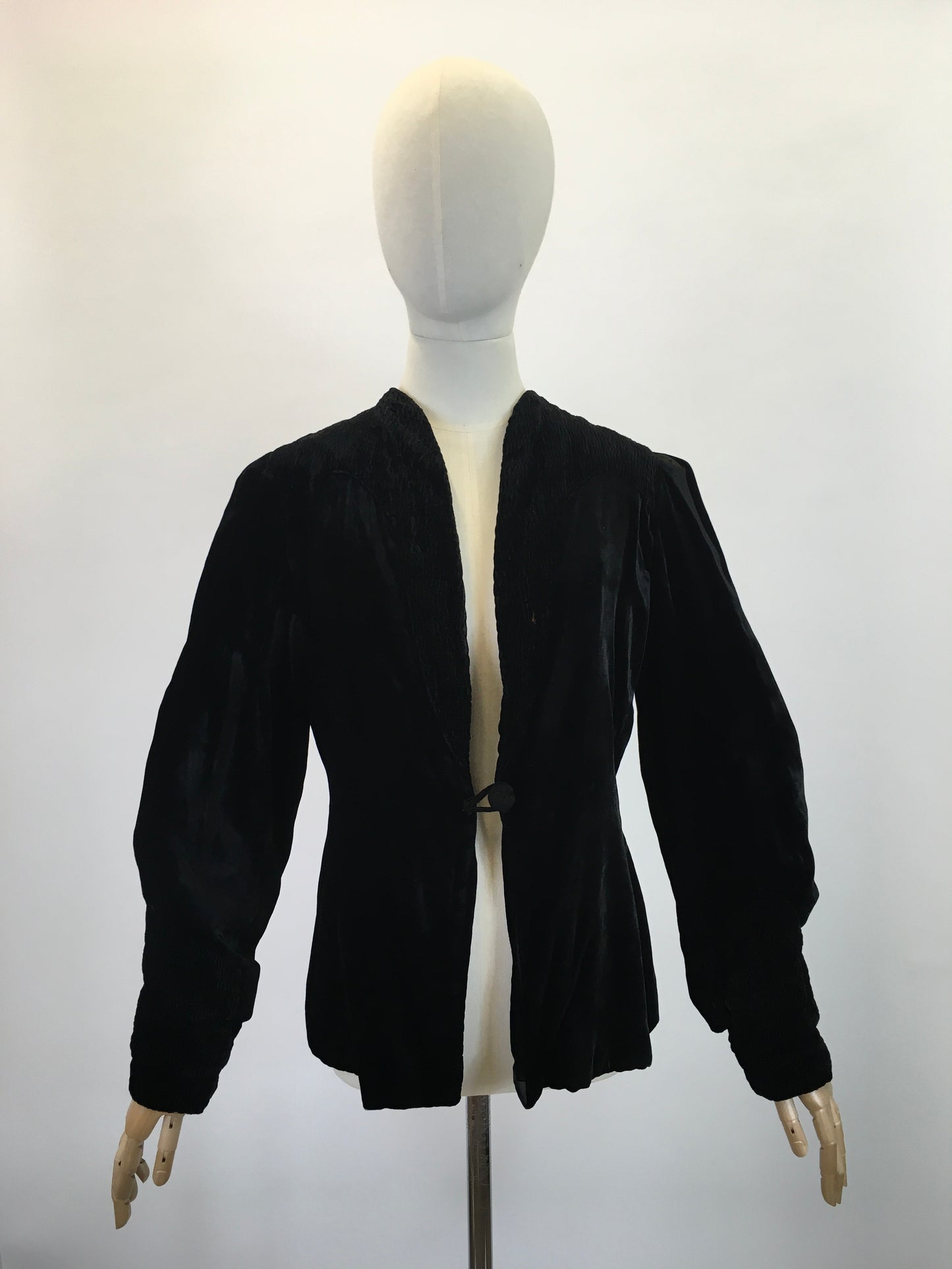 Original 1920's / 1930's Exquisite Evening Jacket - In Black Silk Velvet With Stunning Details