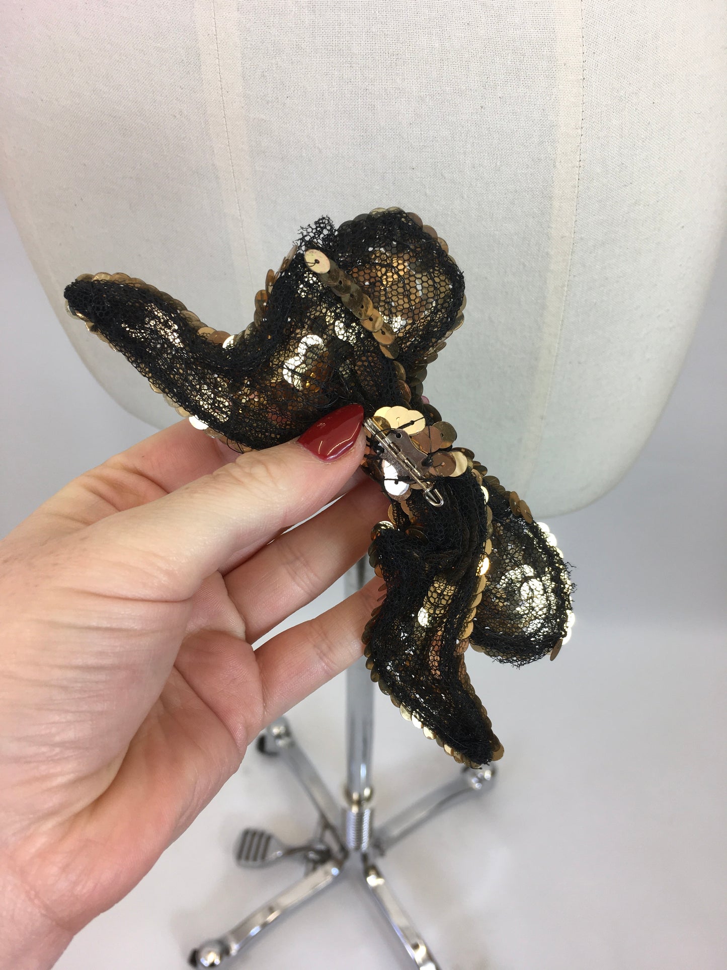 Original 1920's / 1930's Stunning Bow Adornment - In Shimmering Gold Sequins
