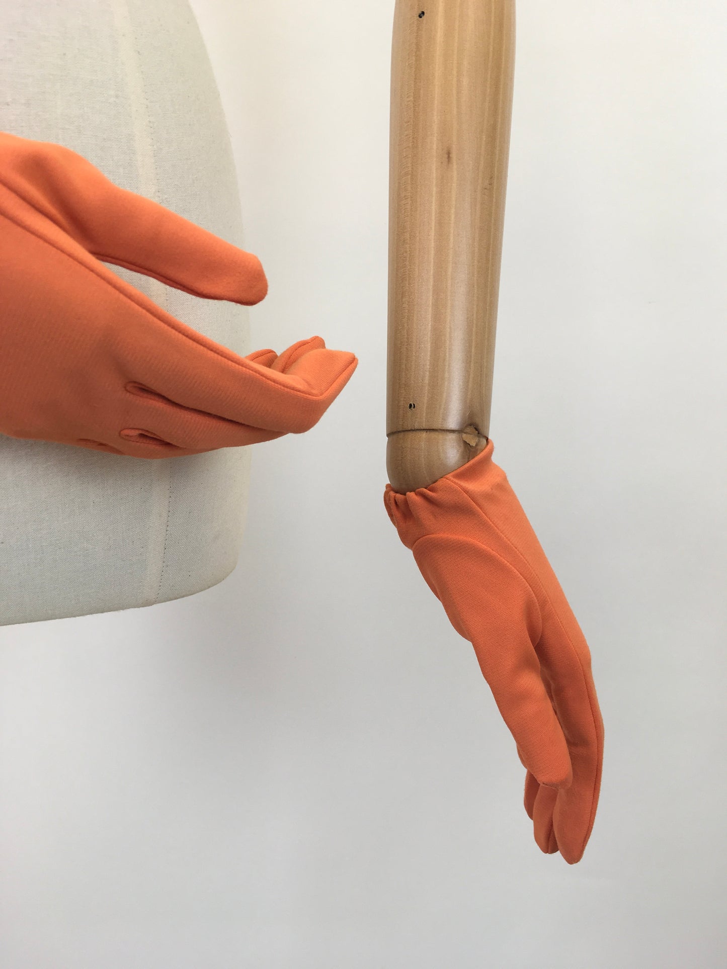 Original 1950's / 1960's Fabulous Nylon Gloves - In A Zesty Orange